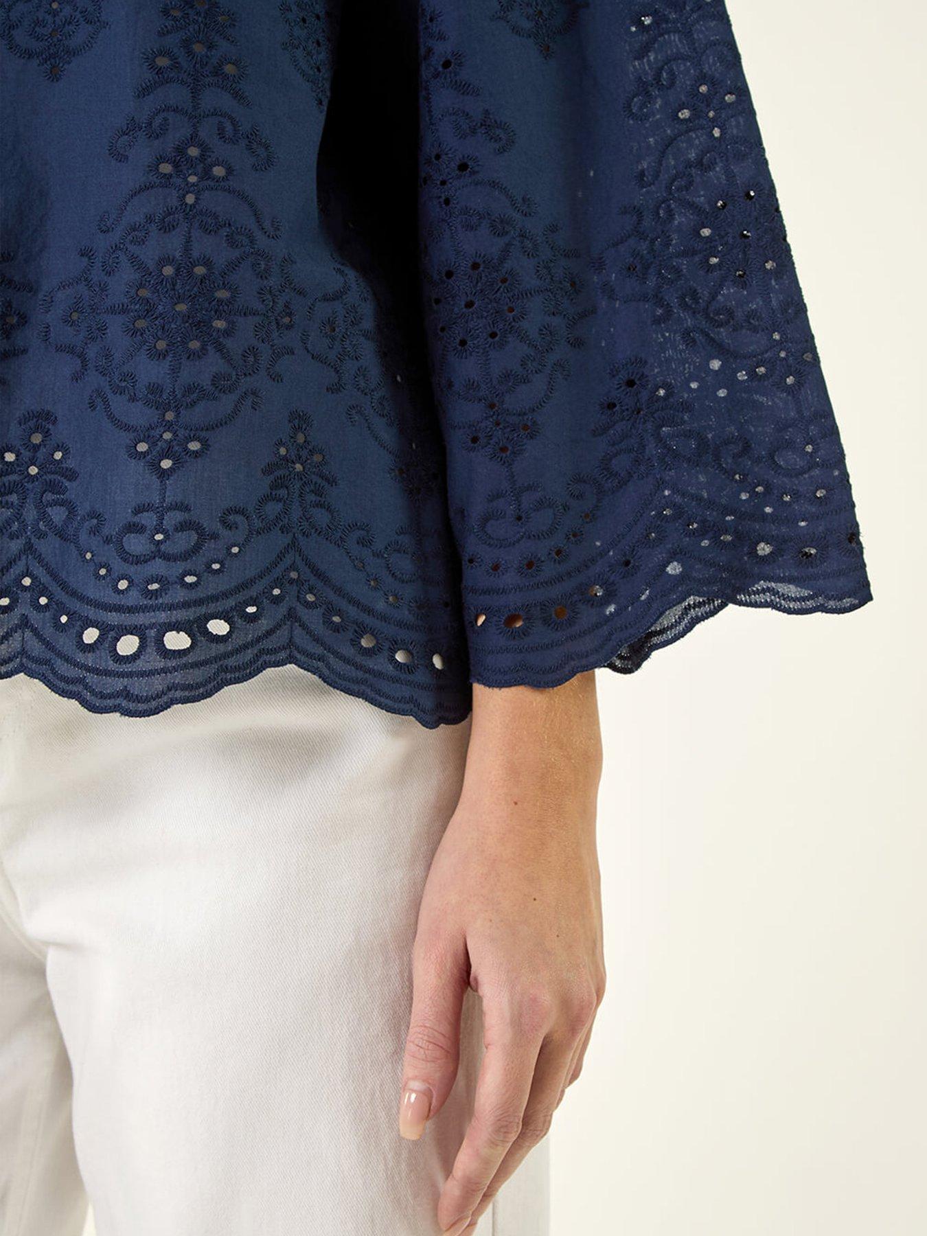  image of roman-broderie-hem-buttoned-shirt