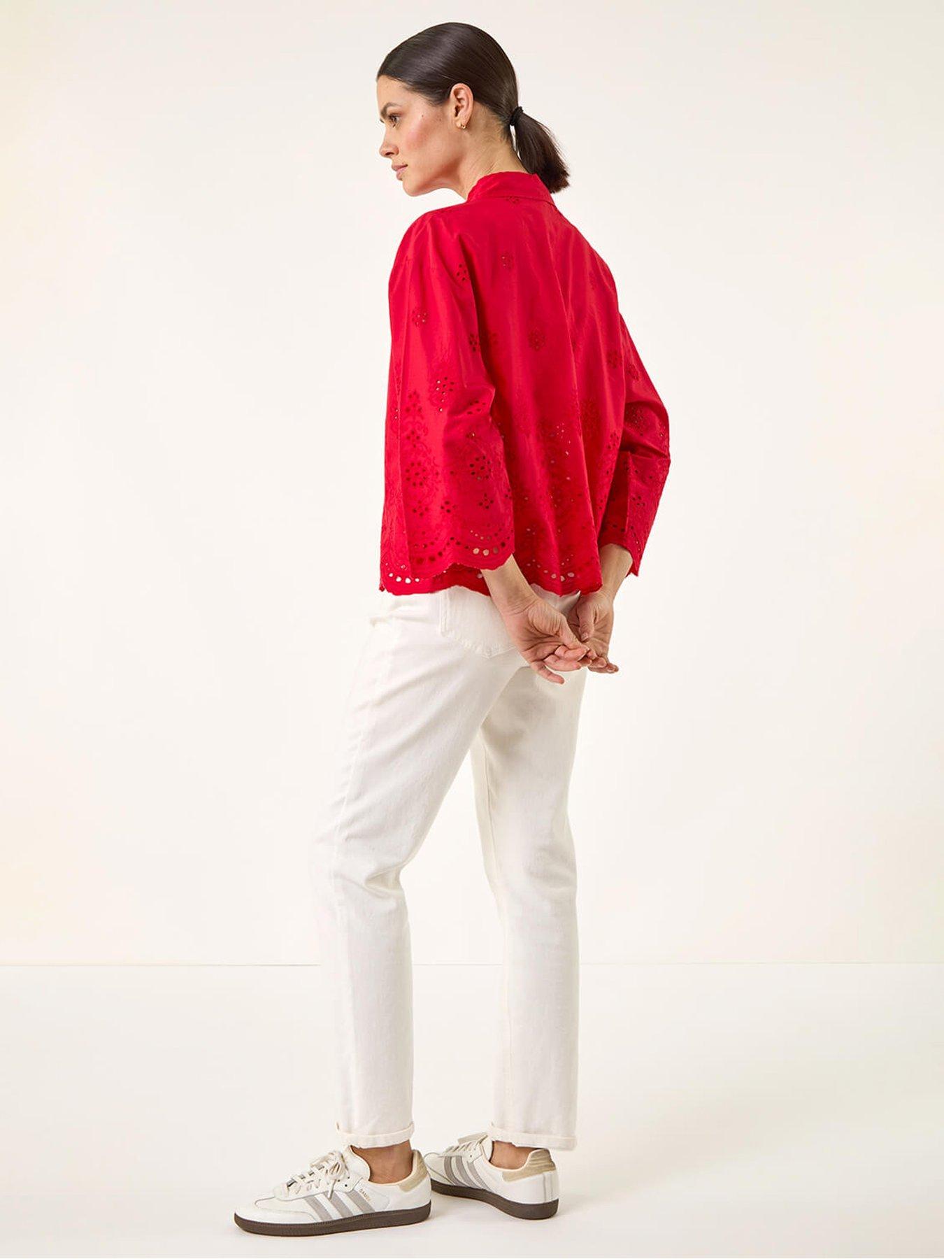  image of roman-broderie-hem-buttoned-shirt
