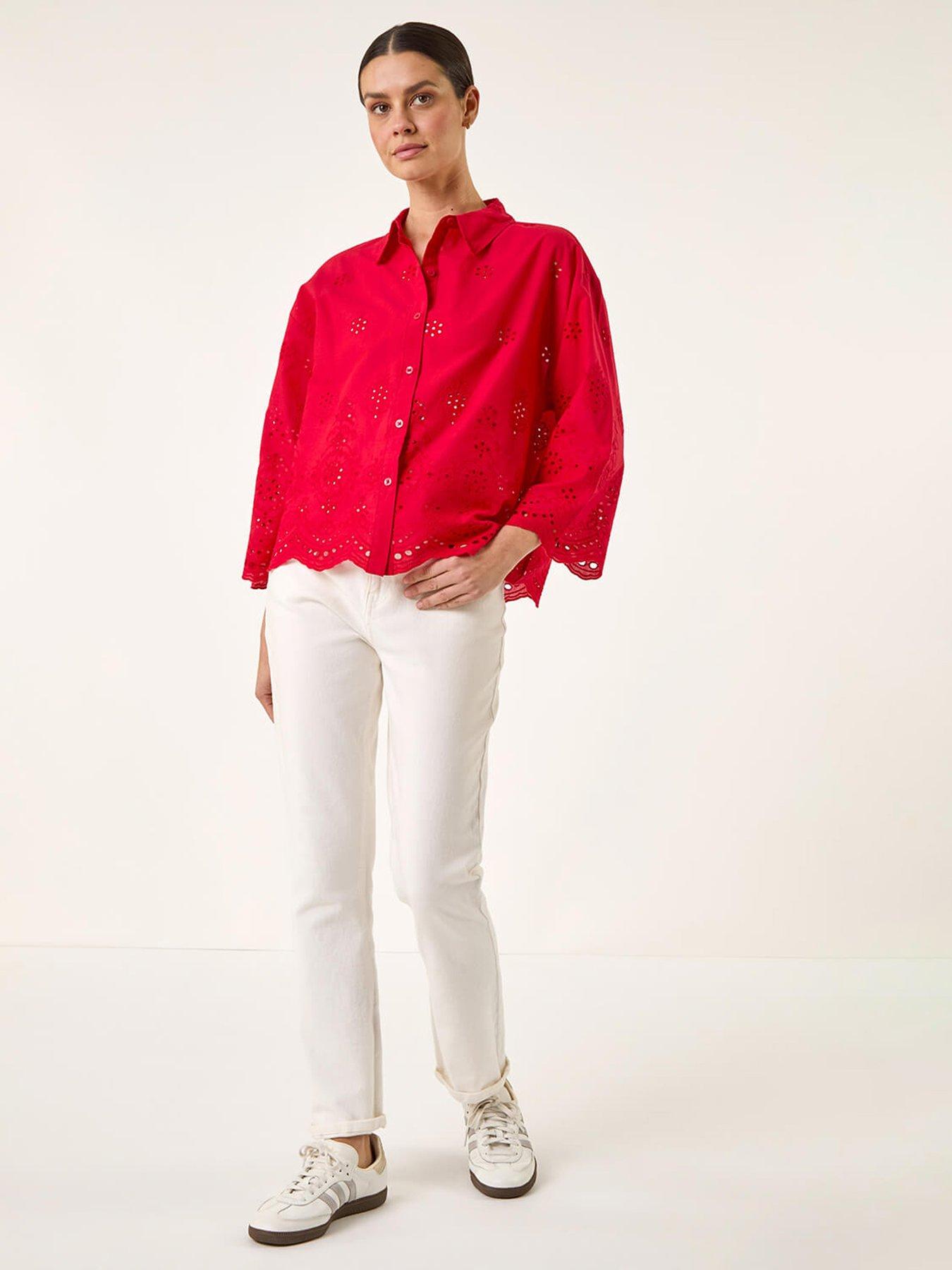  image of roman-broderie-hem-buttoned-shirt