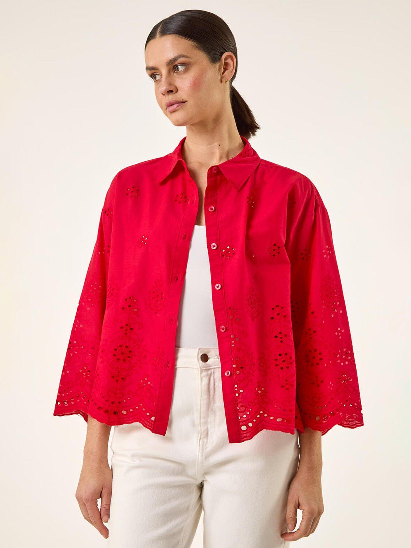  image of roman-broderie-hem-buttoned-shirt