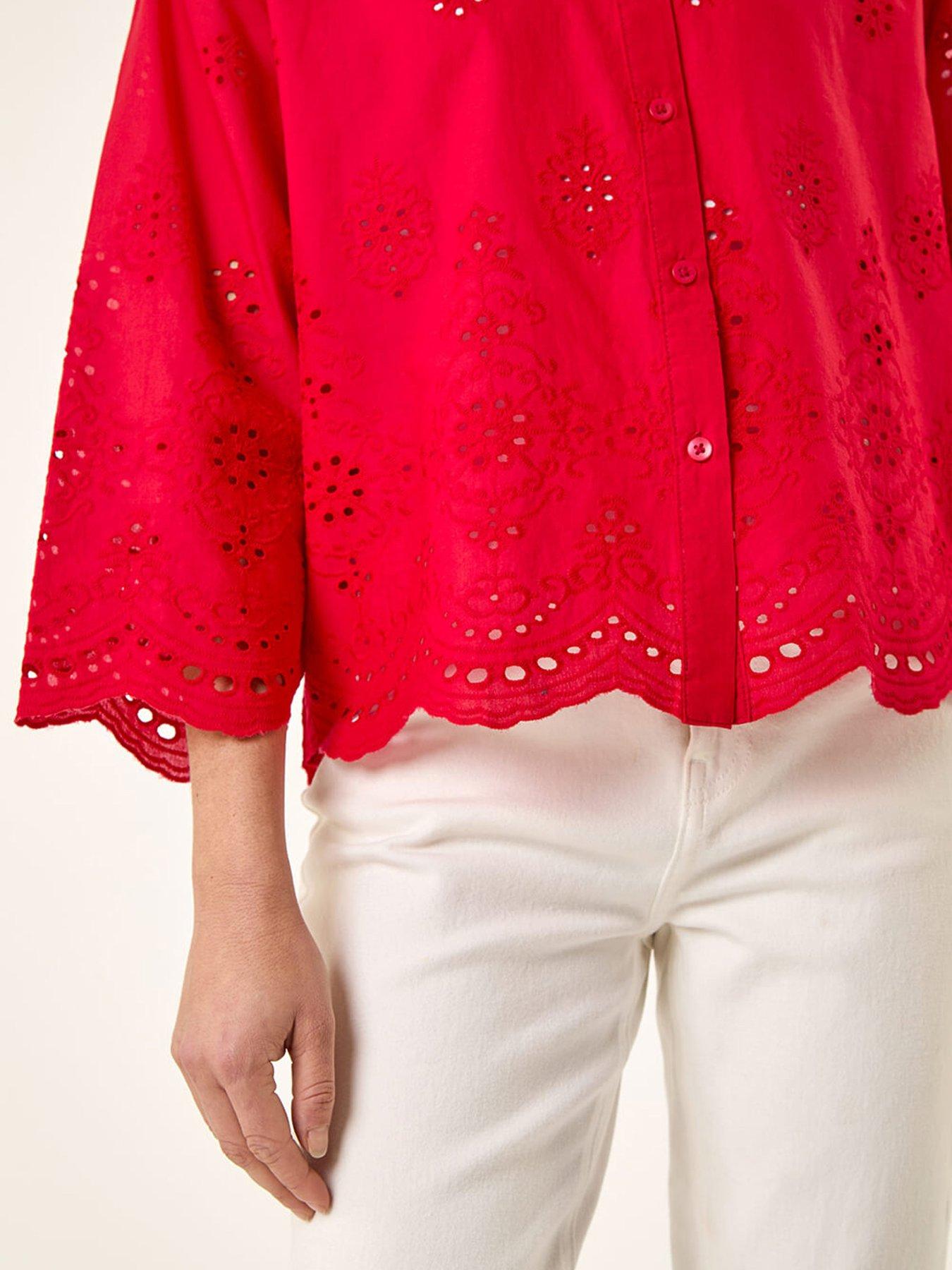 image of roman-broderie-hem-buttoned-shirt