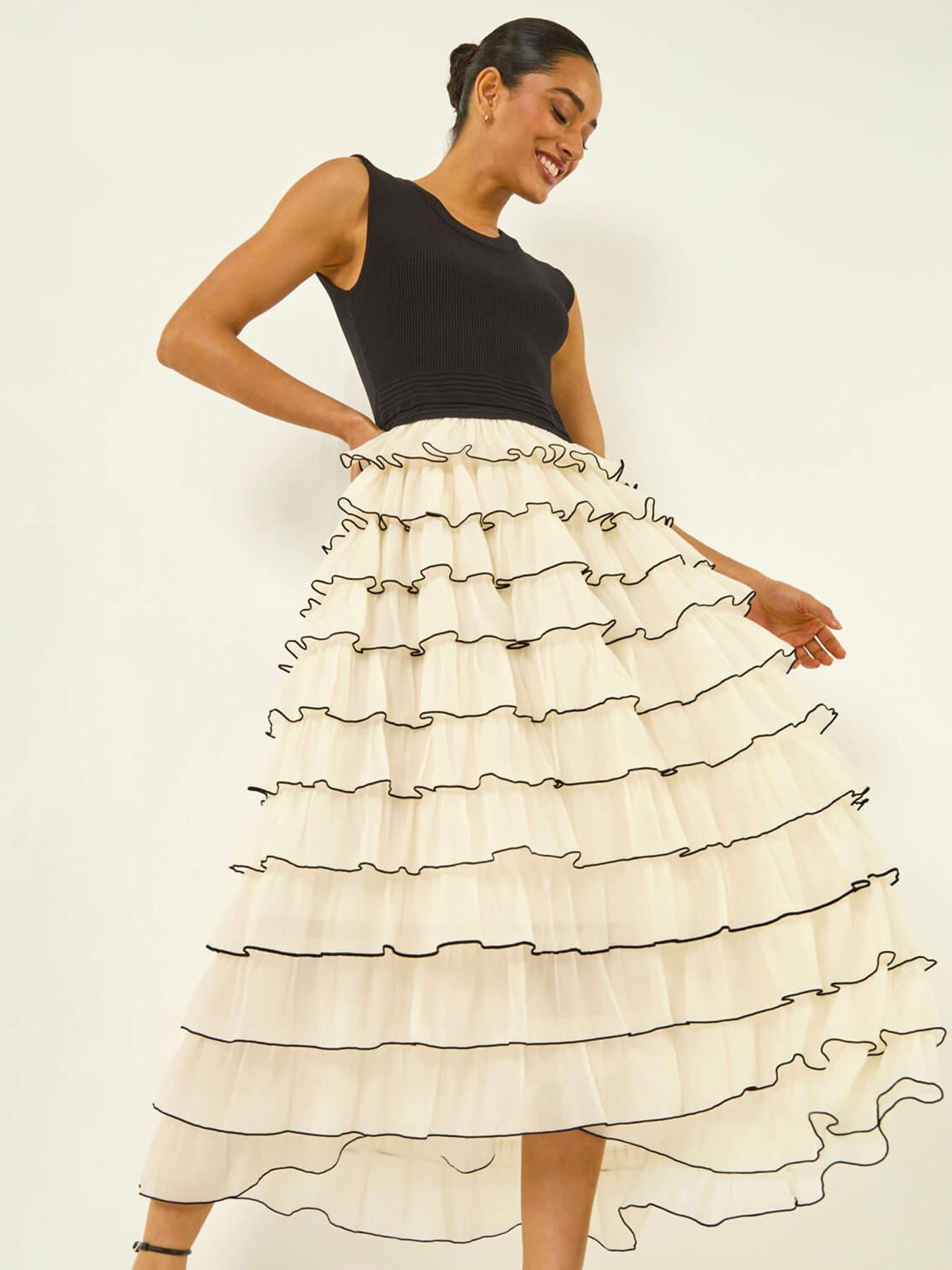 Roman Dusk Ruffle Knit Maxi Dress