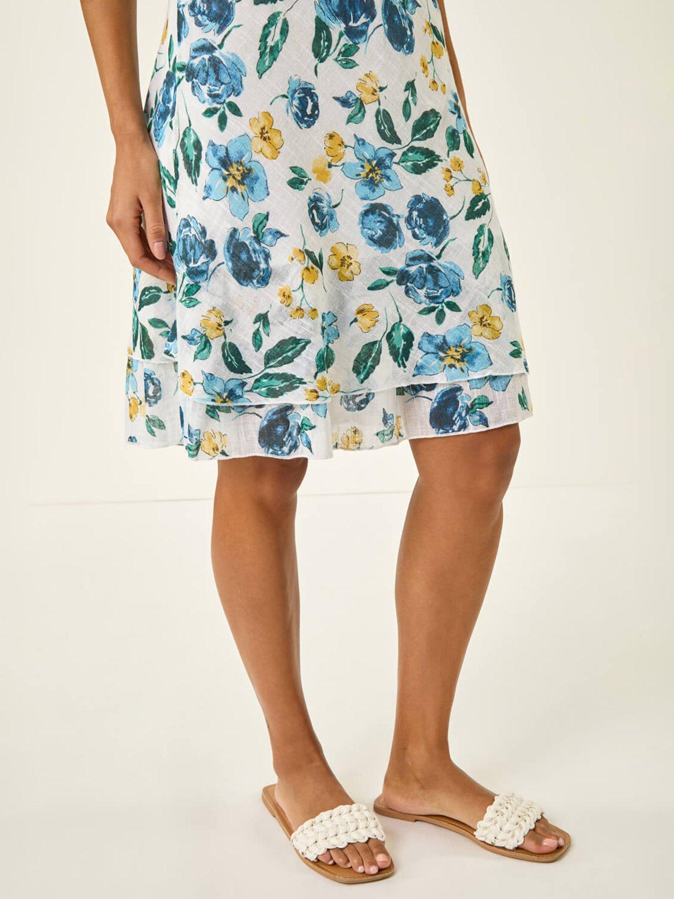 Image 5 of 5 of Roman Floral Print Double Layer Dress