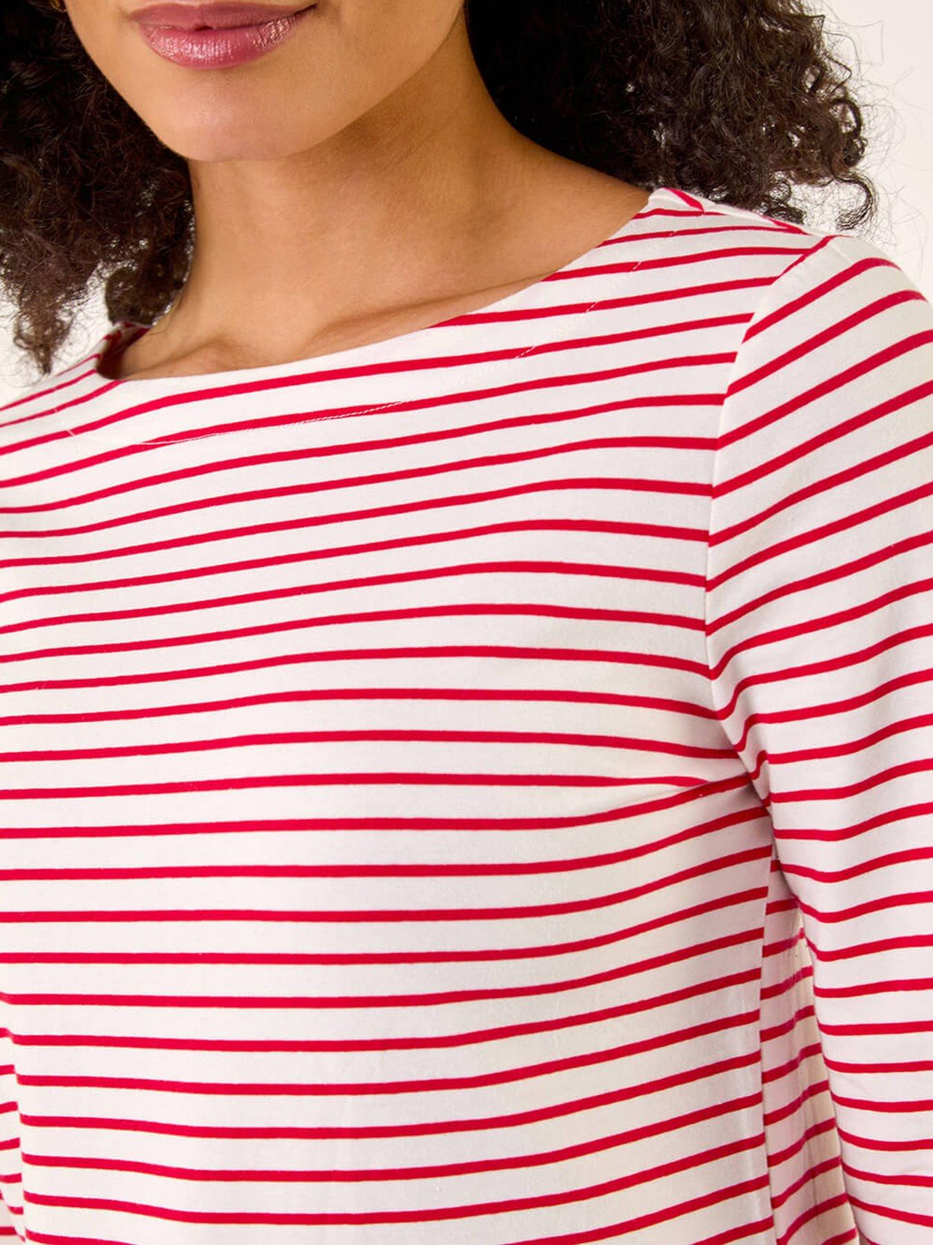 Image 5 of 5 of Roman Stripe Print Boat Neck Top