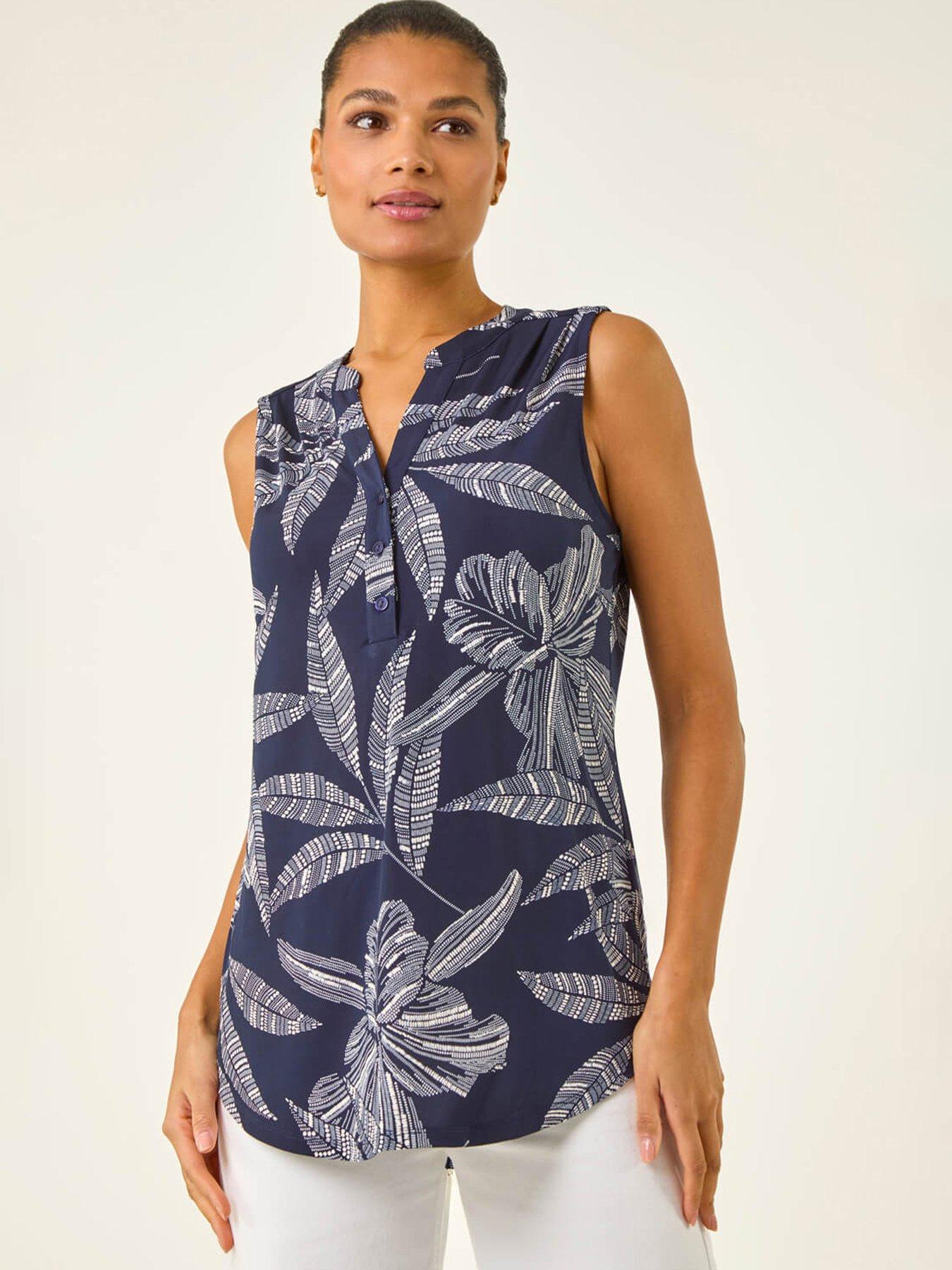Roman Floral Puff Print Stretch Vest