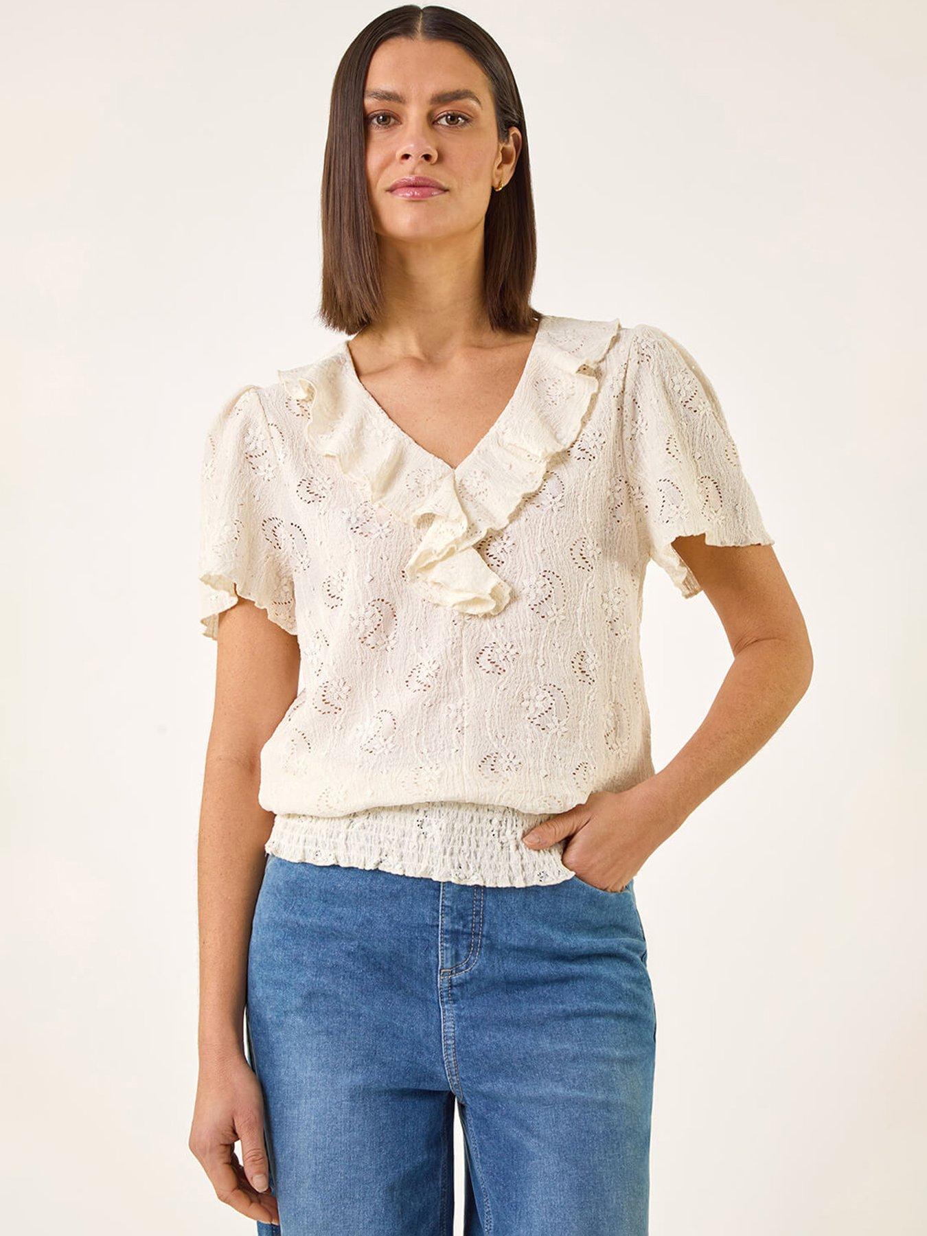  image of roman-textured-frill-top