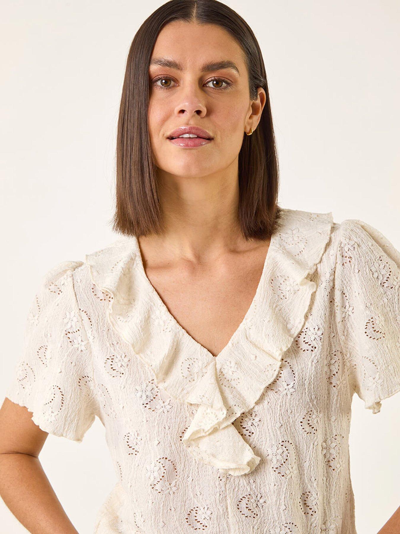  image of roman-textured-frill-top