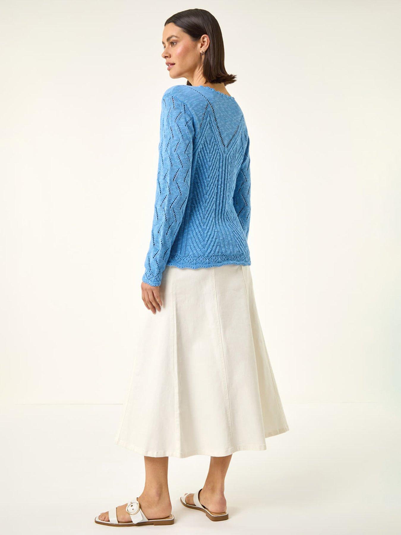 Image 2 of 5 of Roman Scallop V-neck Knit Jumper