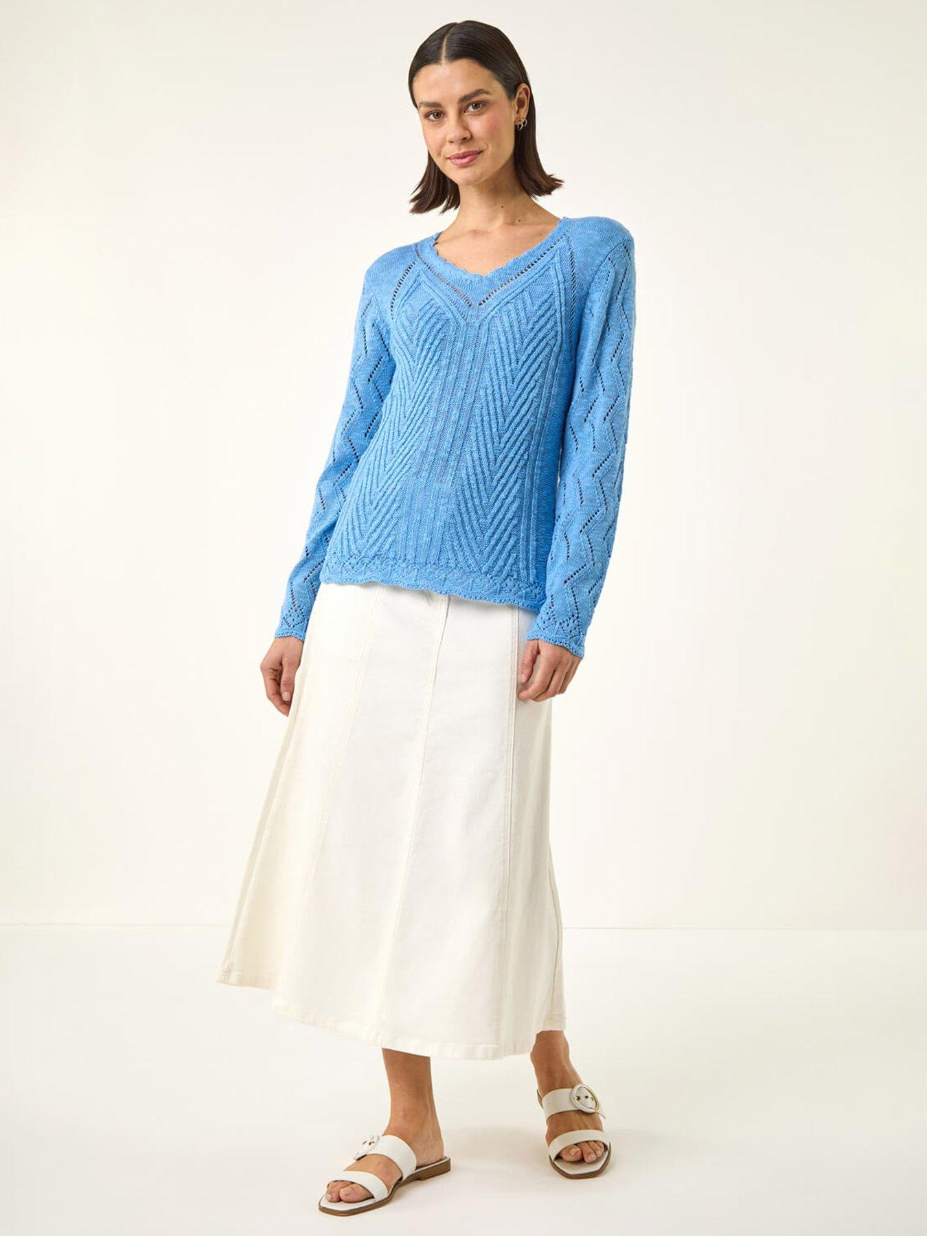Image 3 of 5 of Roman Scallop V-neck Knit Jumper