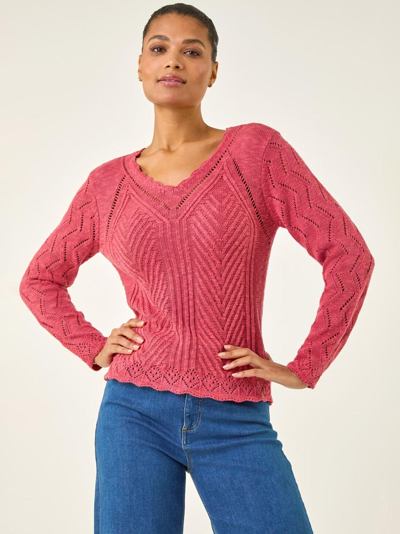 Image 1 of 5 of Roman Scallop V-neck Knit Jumper