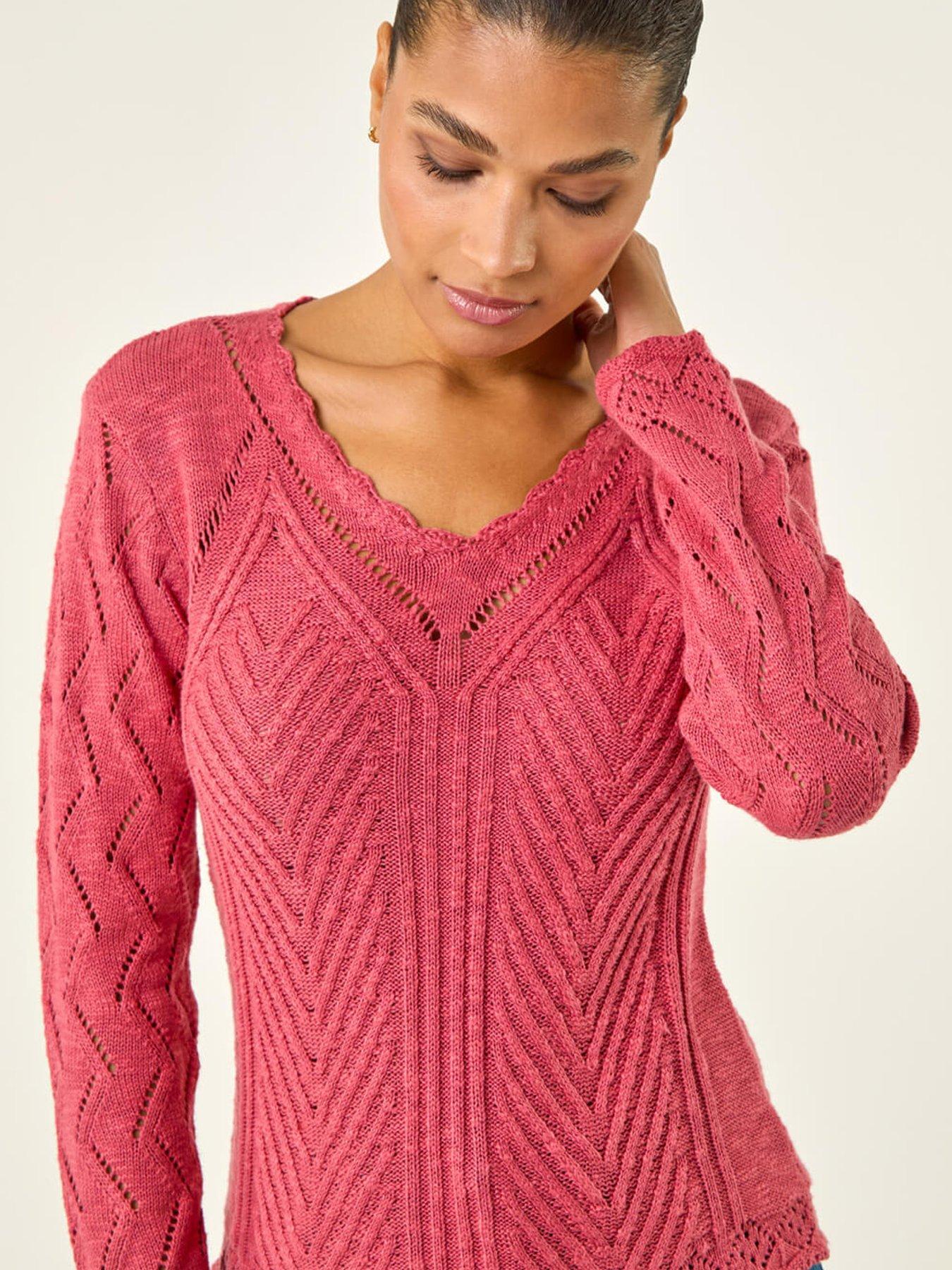 Image 4 of 5 of Roman Scallop V-neck Knit Jumper