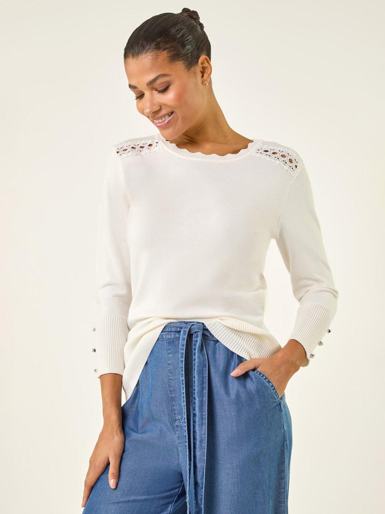 Image 1 of 5 of Roman Scalloped Neck Knit Jumper