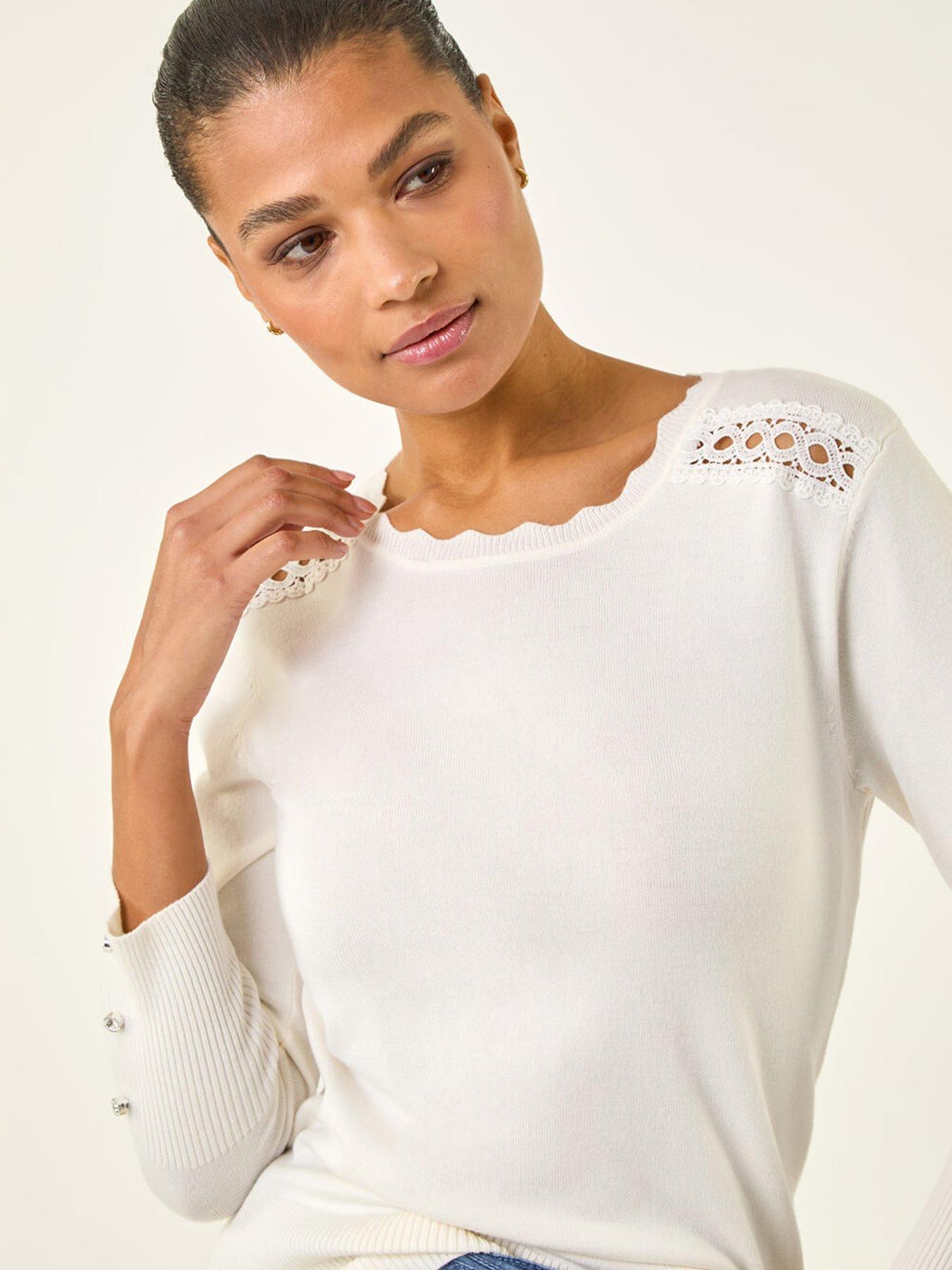 Image 4 of 5 of Roman Scalloped Neck Knit Jumper