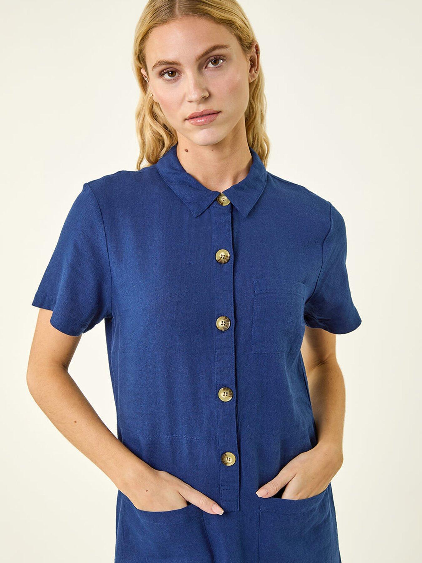 Image 4 of 5 of Roman Buttoned Mini Shirt Dress