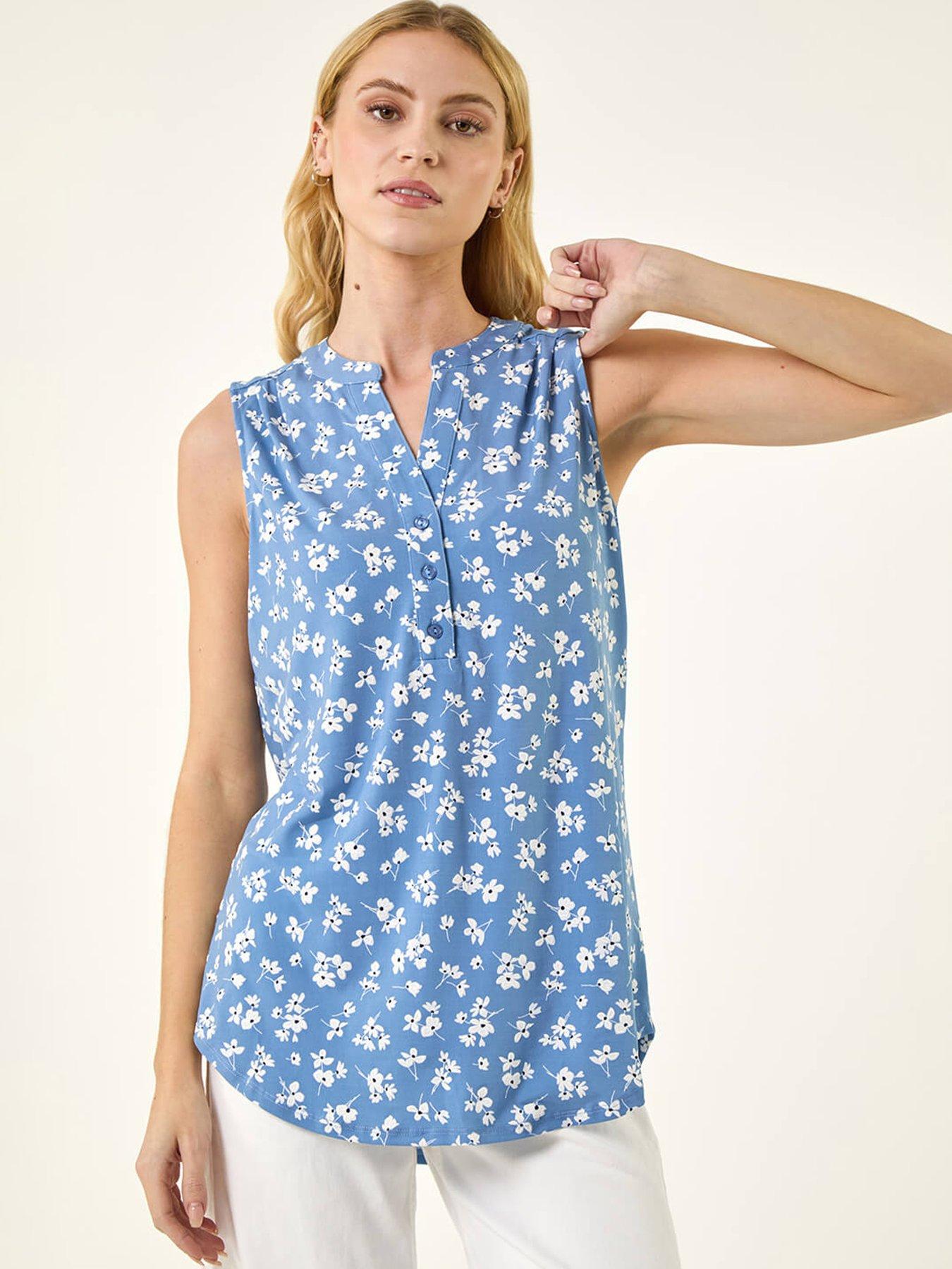 Roman Floral Puff Print Vest Top