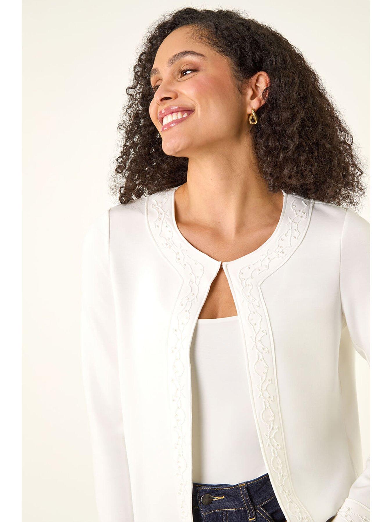 Image 4 of 5 of Roman Beaded Trim Open Jacket