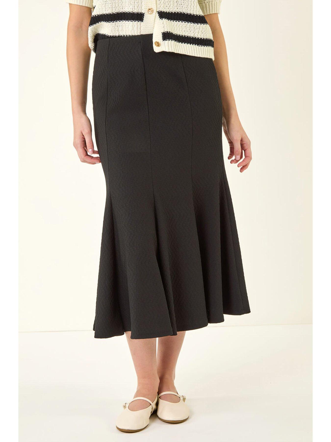 front image of roman-textured-panel-stretch-maxi-skirt