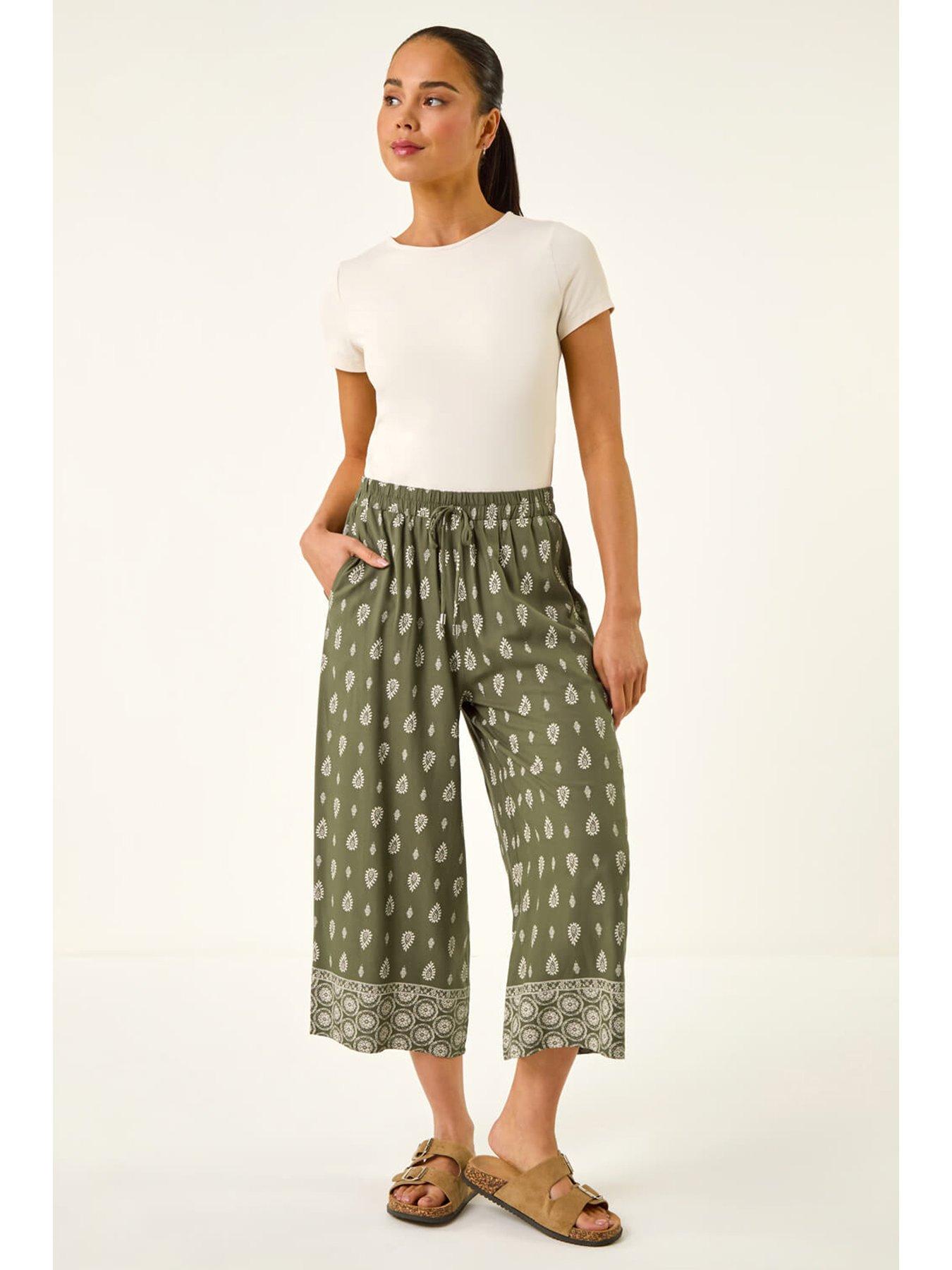  image of roman-petite-aztec-border-cropped-trouser