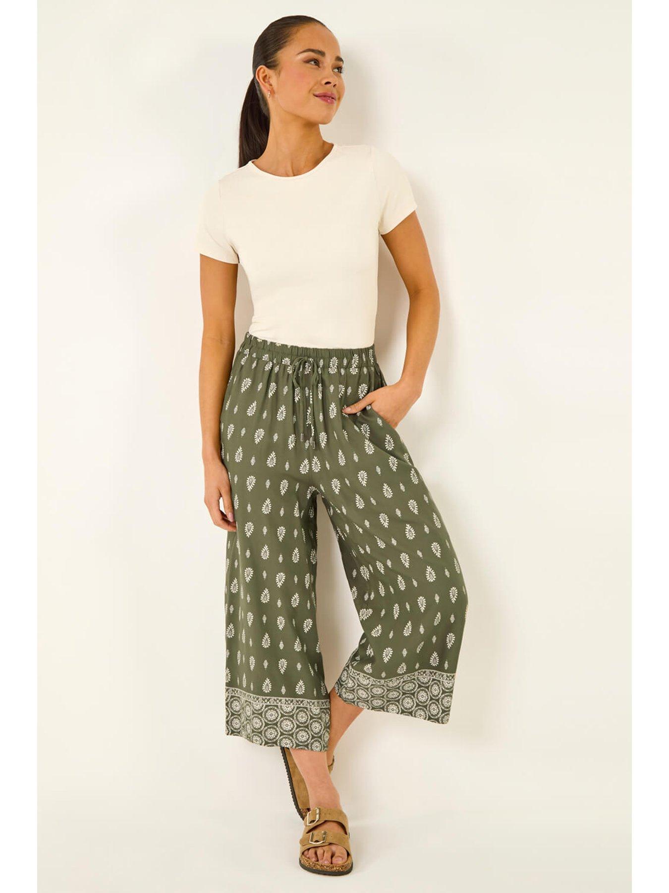  image of roman-petite-aztec-border-cropped-trouser