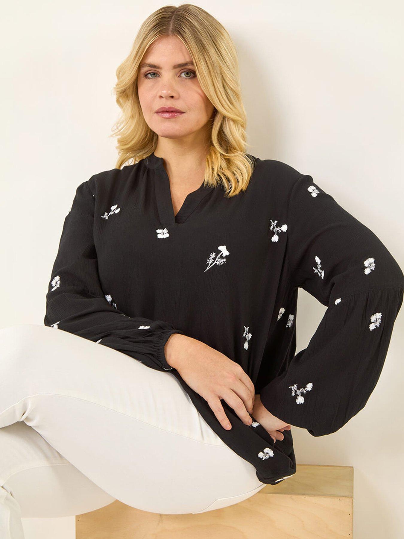 Image 4 of 5 of Roman Curve Embroidered Woven Top