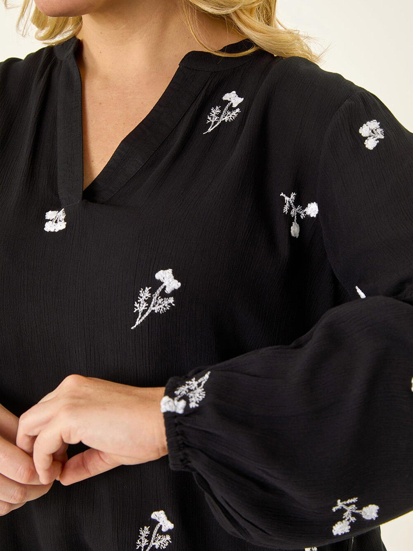 Image 5 of 5 of Roman Curve Embroidered Woven Top