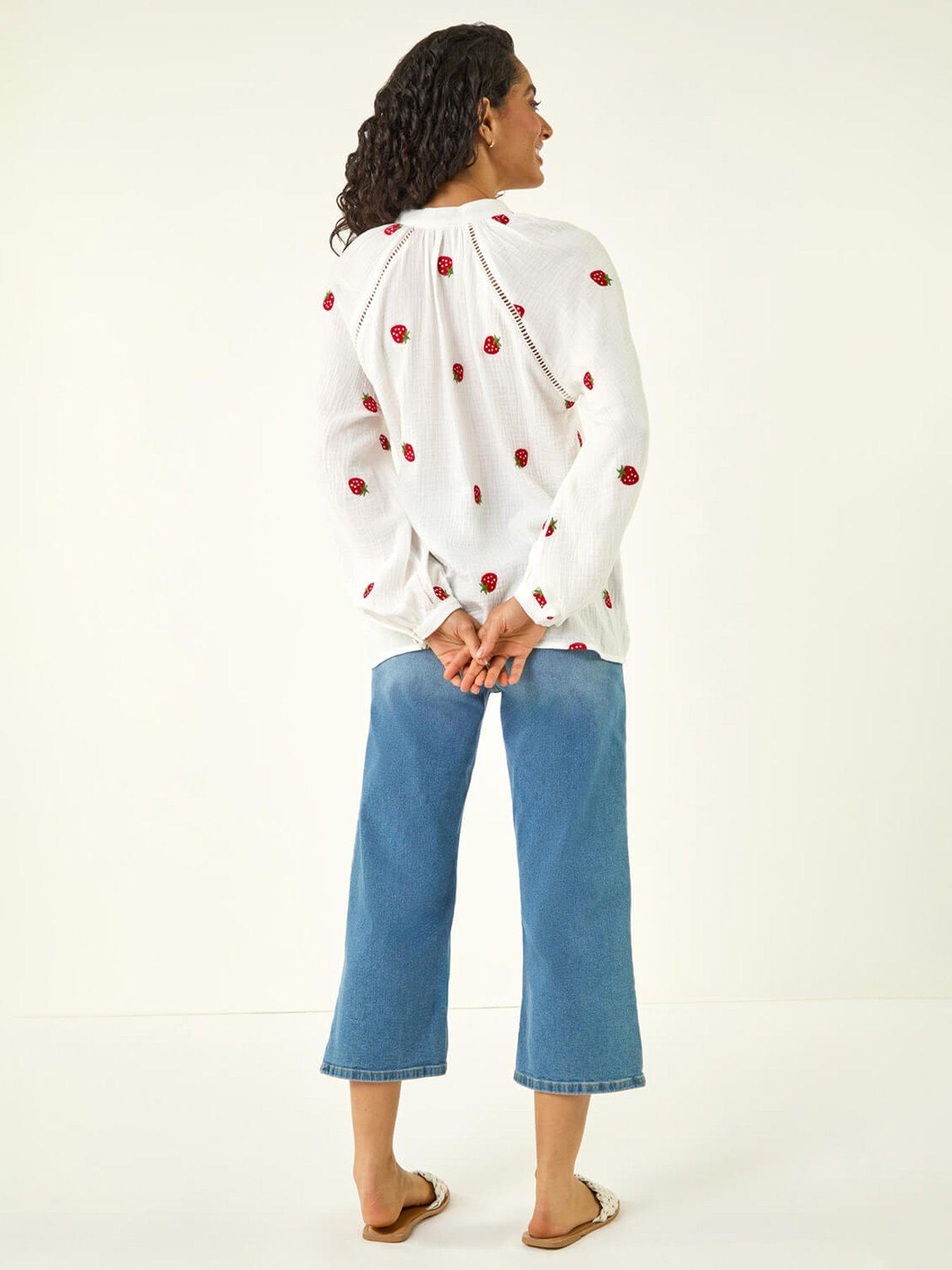  image of roman-dusk-strawberry-v-neck-tunic-top