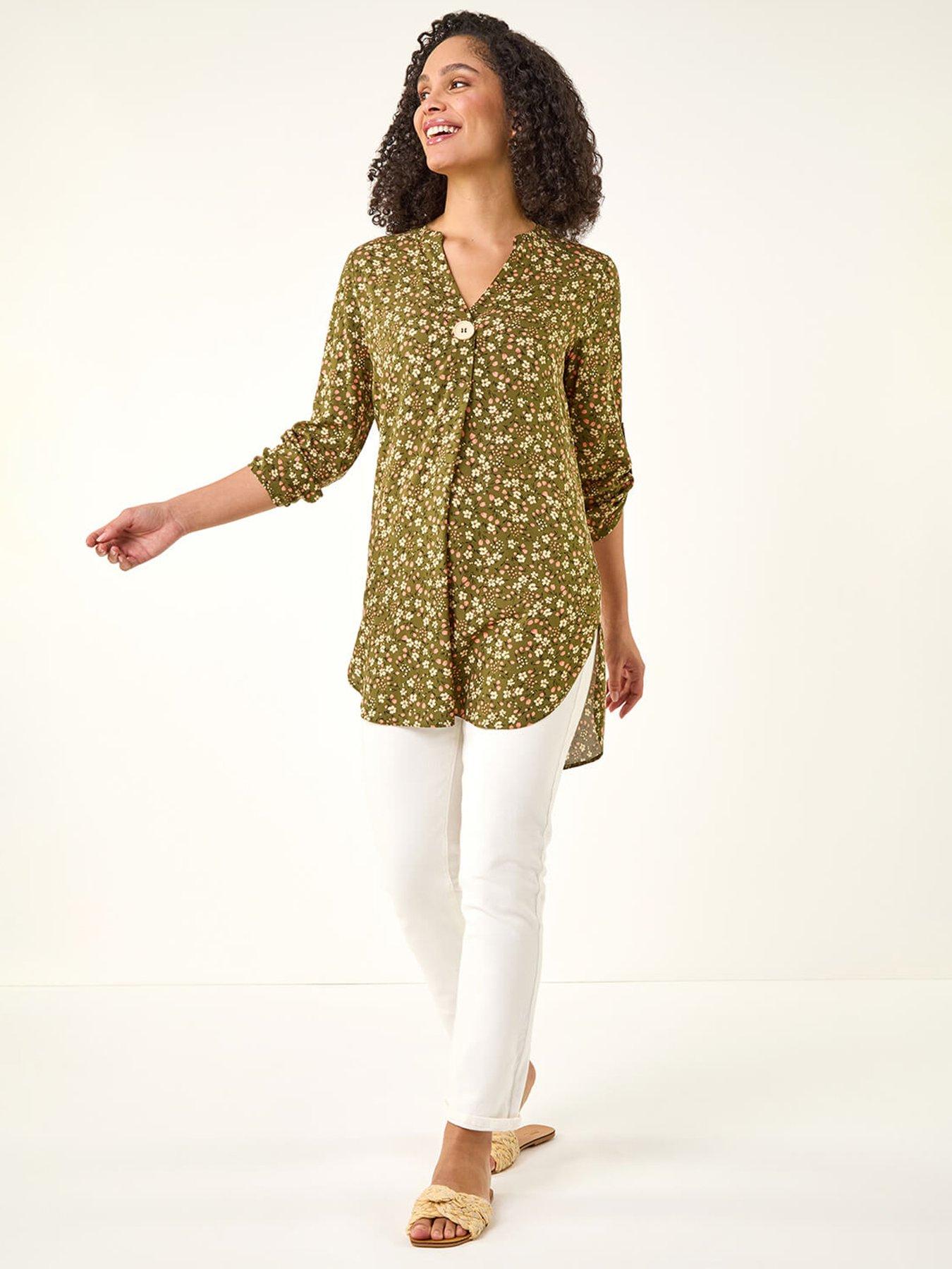 Image 3 of 5 of Roman Ditsy Floral Print Tunic Top