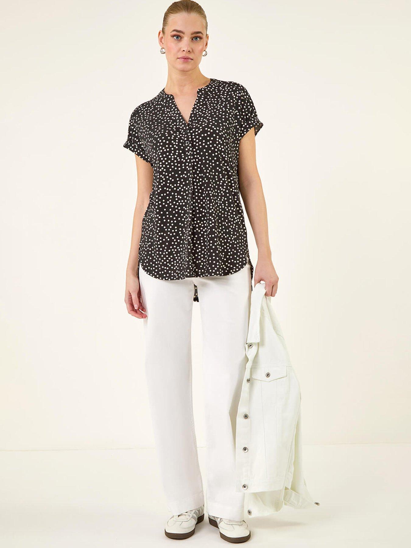  image of roman-polka-dot-puff-print-top