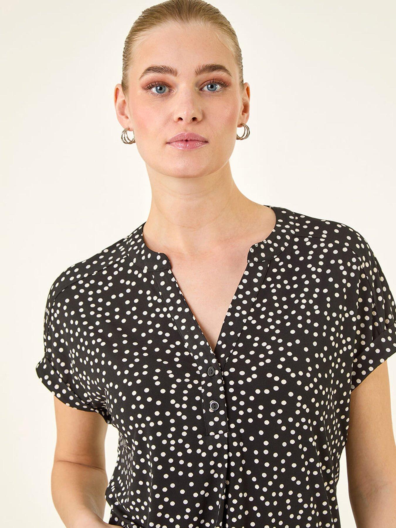  image of roman-polka-dot-puff-print-top