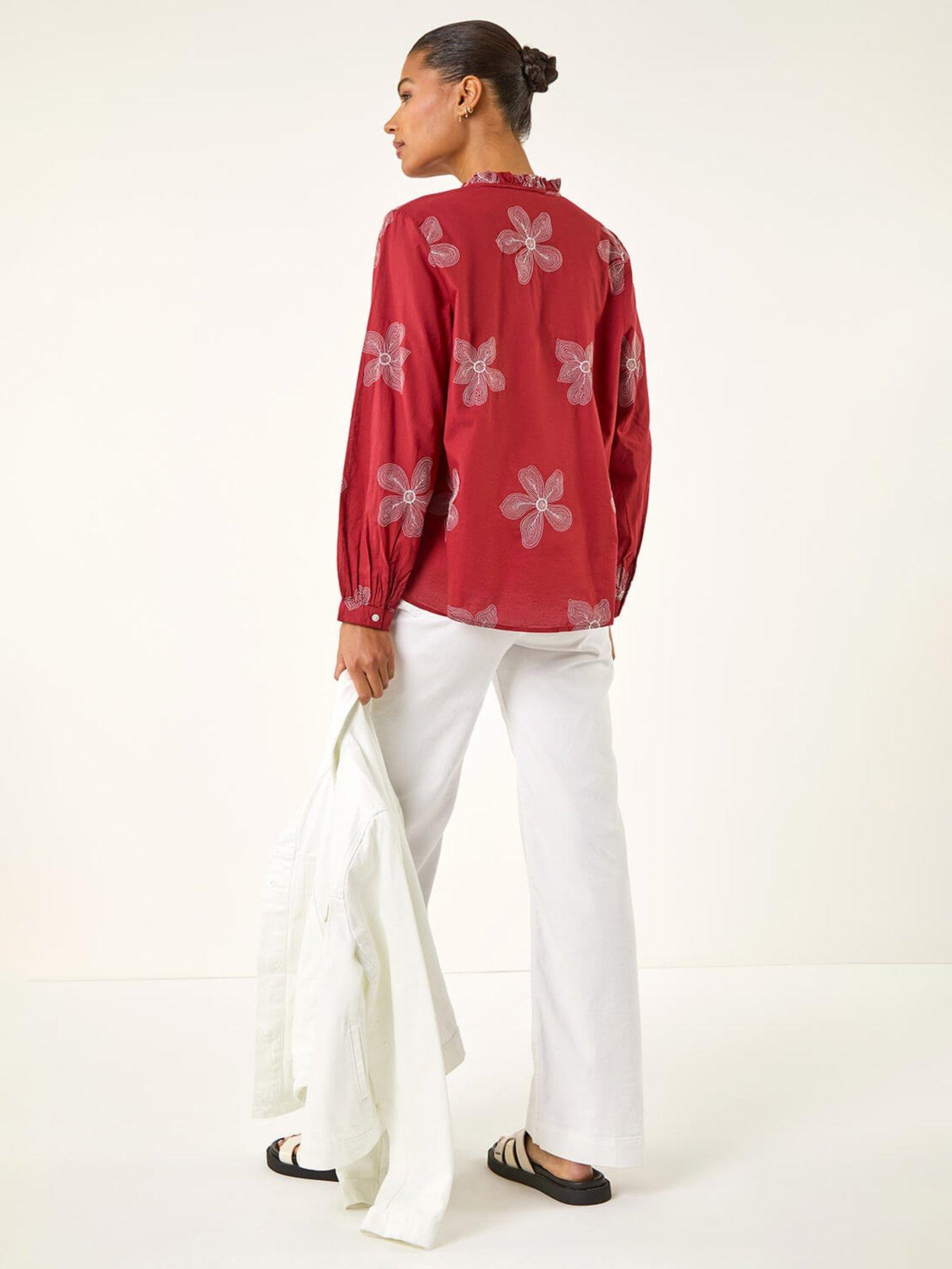 Image 2 of 5 of Roman Floral Embroidered Blouse
