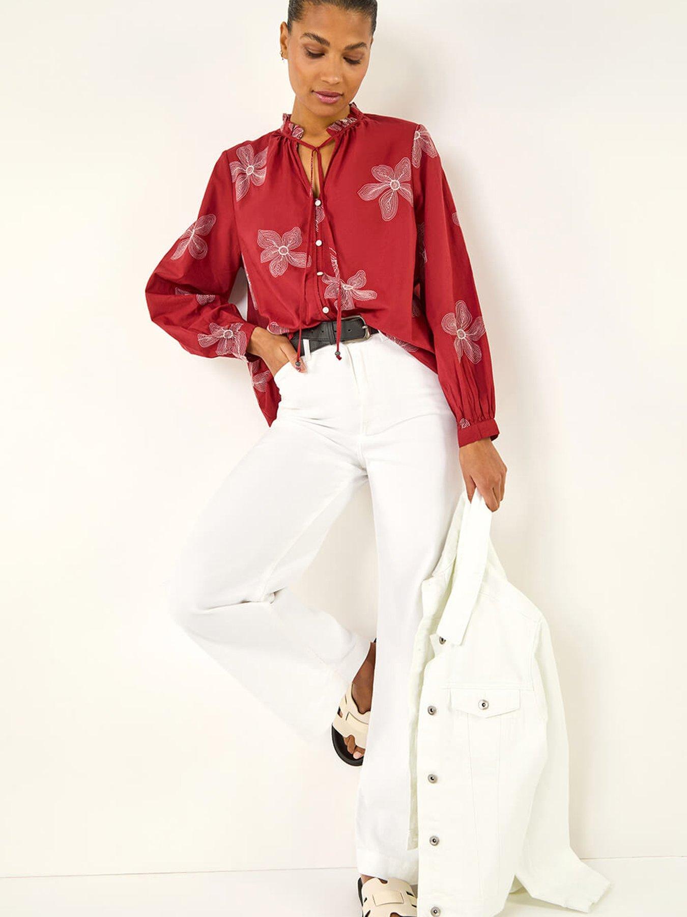 Image 4 of 5 of Roman Floral Embroidered Blouse