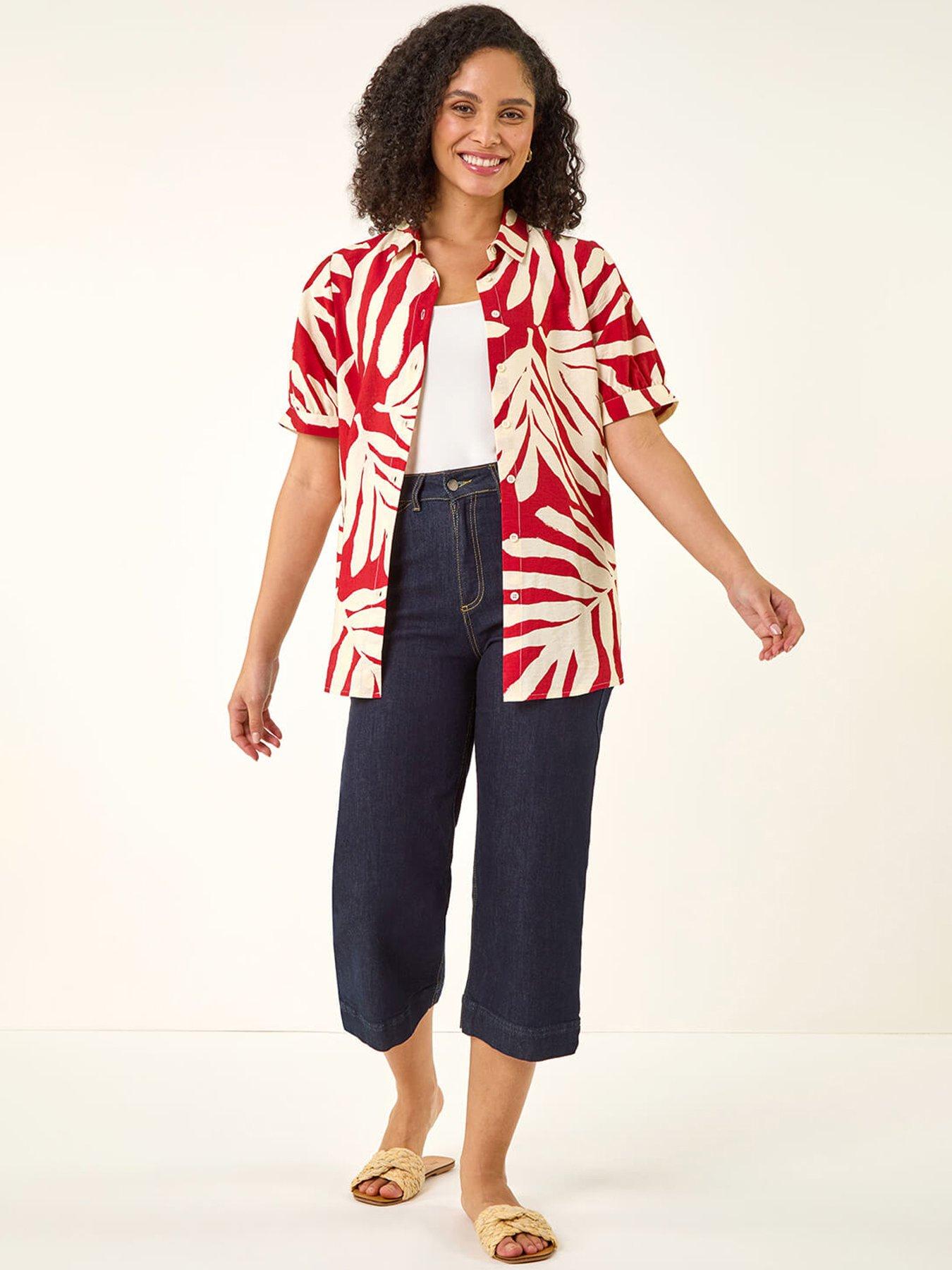 image of roman-abstract-print-collared-shirt