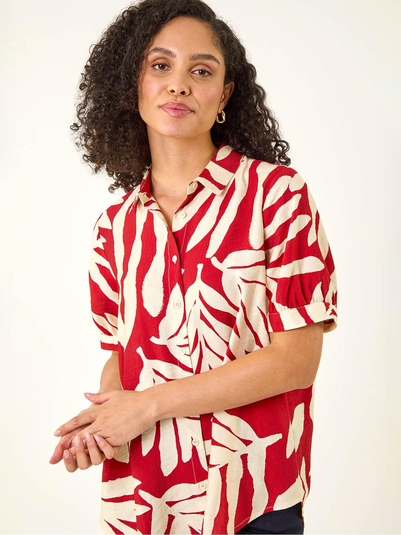  image of roman-abstract-print-collared-shirt