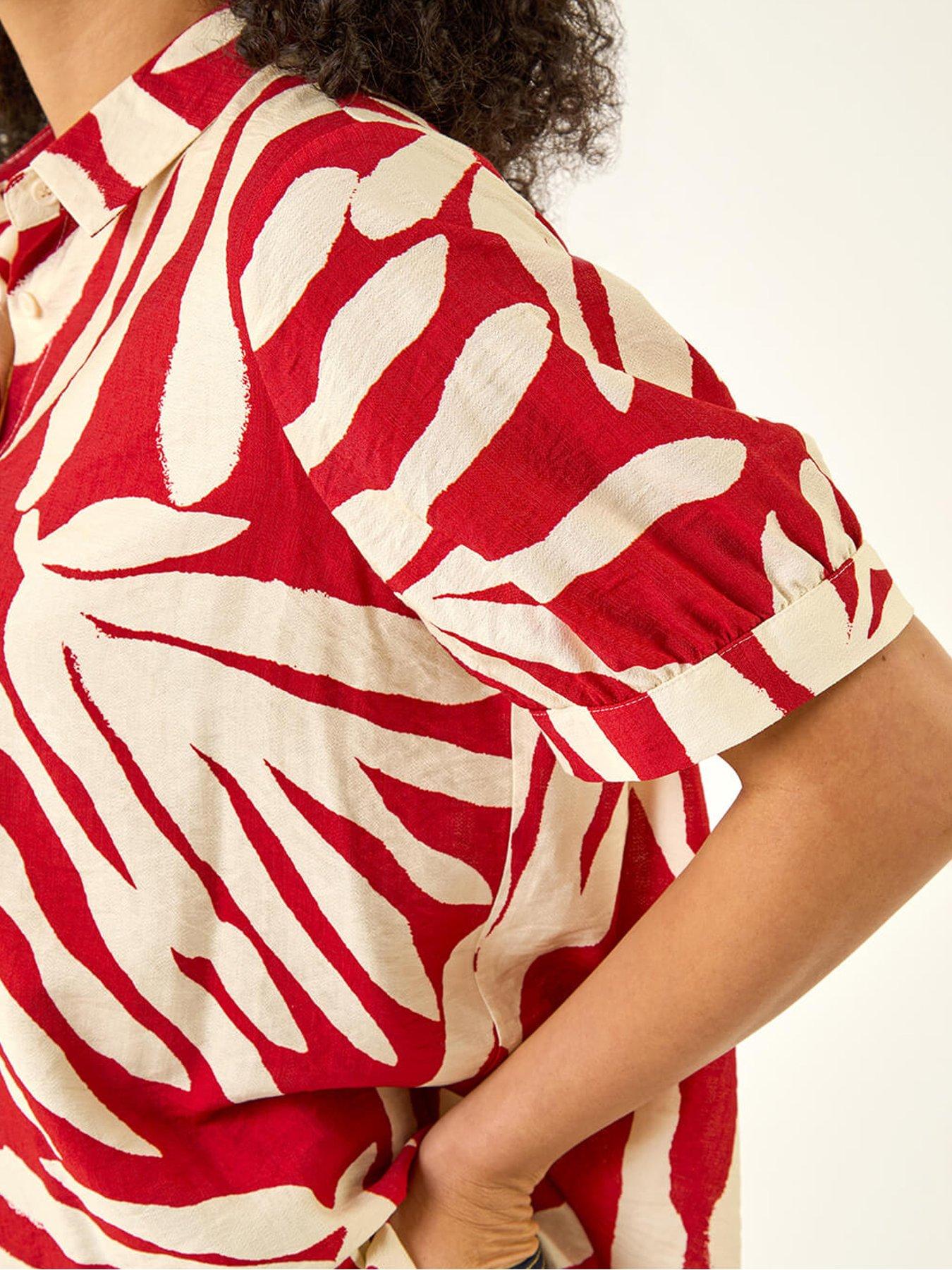  image of roman-abstract-print-collared-shirt