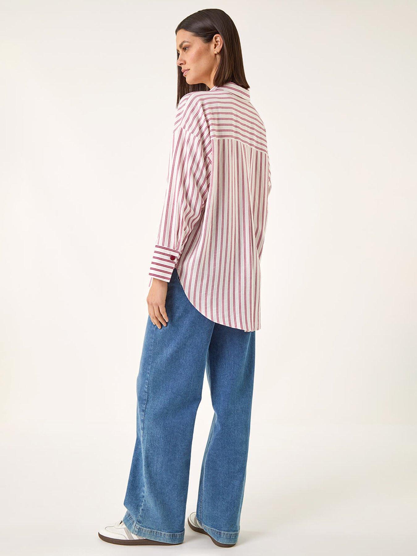 stillFront image of roman-stripe-print-button-blouse