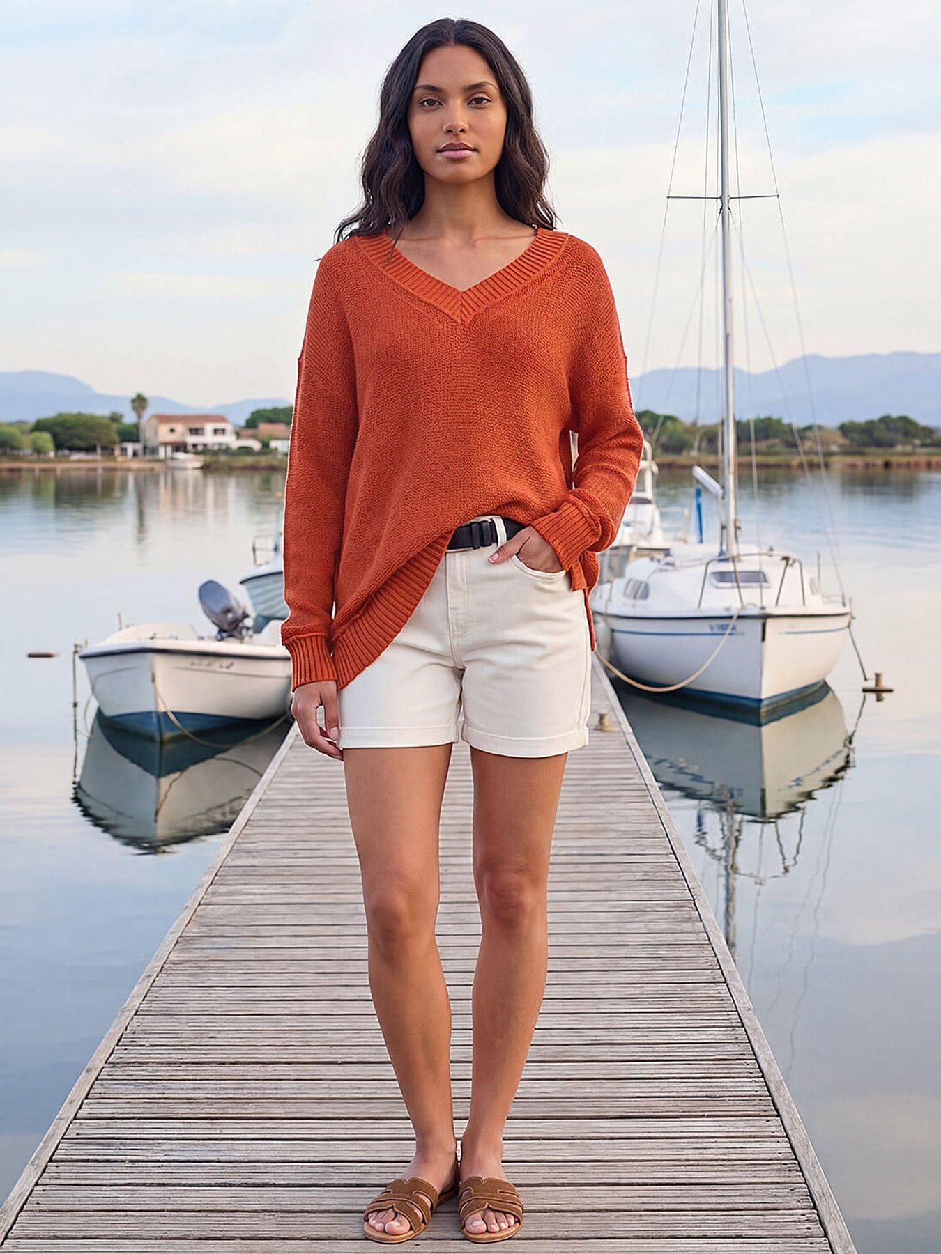 Image 1 of 5 of Roman Ribbed V-neck Boyfriend Jumper