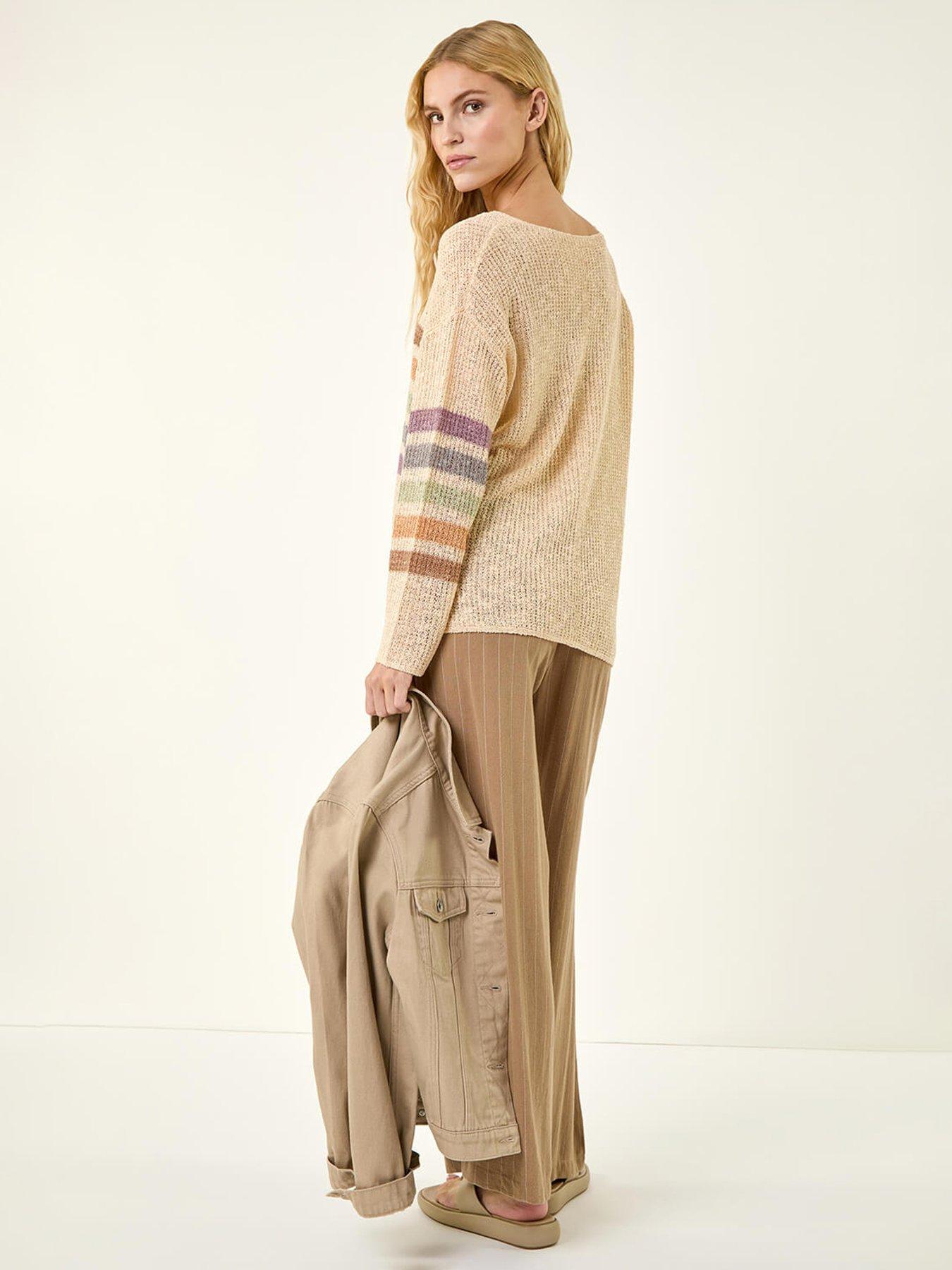 Image 2 of 5 of Roman Stripe V-neck Knit Jumper
