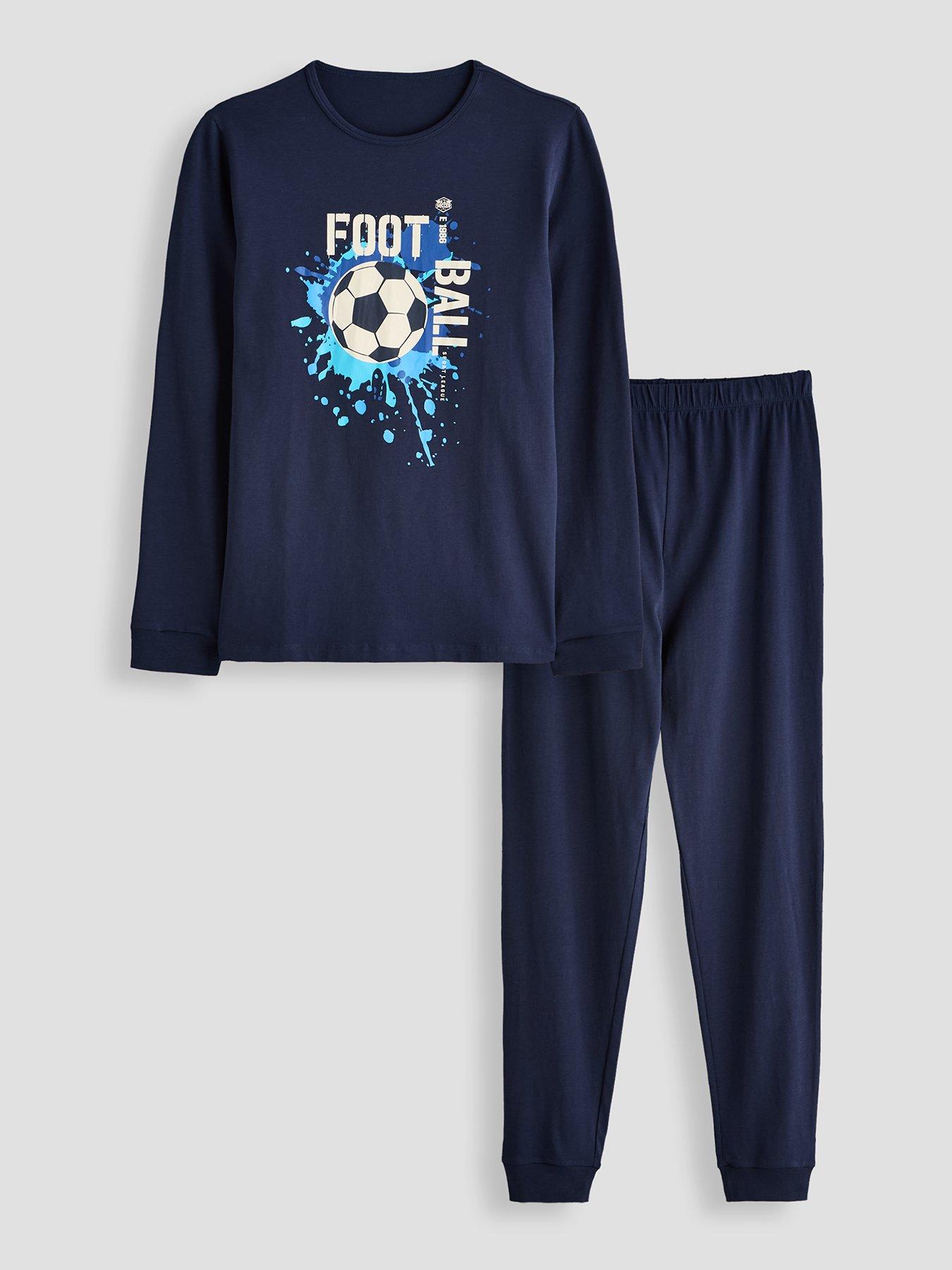 The Very Collection Boys' Single Jersey Football Graphic Pyjama Set - Navy