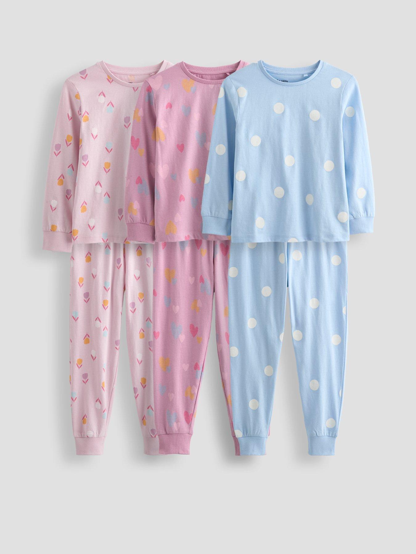 The Very Collection 3 Pack Floral Heart Jersey Pyjamas - Multi
