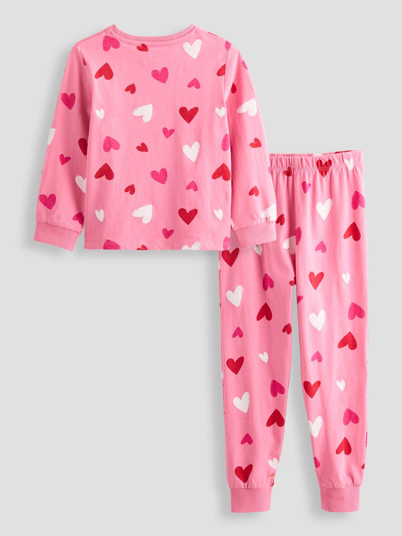 Image 2 of 4 of The Very Collection Single Heart Print Long Sleeve Pyjama (9 months - 7 years) - Pink