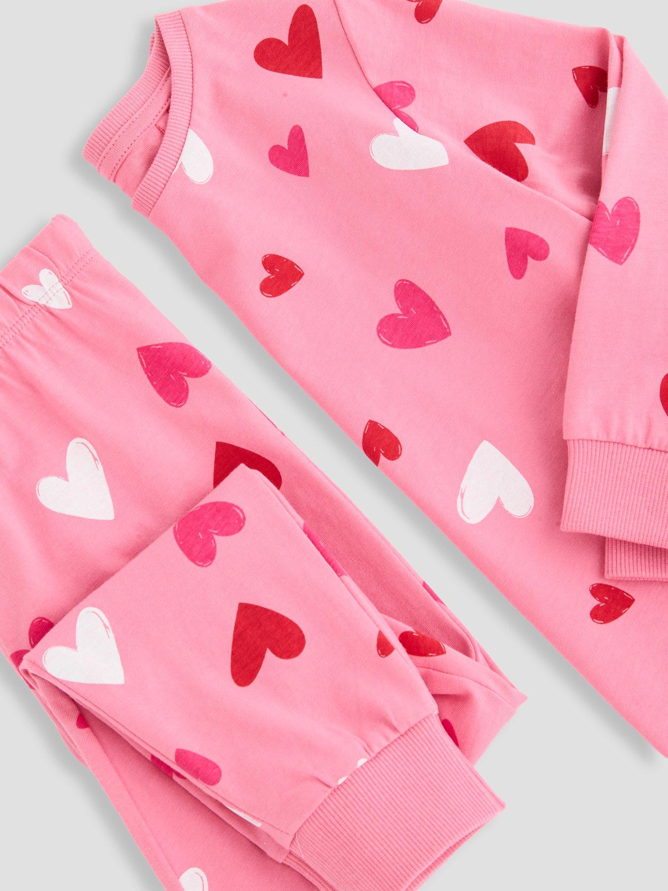 Image 3 of 4 of The Very Collection Single Heart Print Long Sleeve Pyjama (9 months - 7 years) - Pink