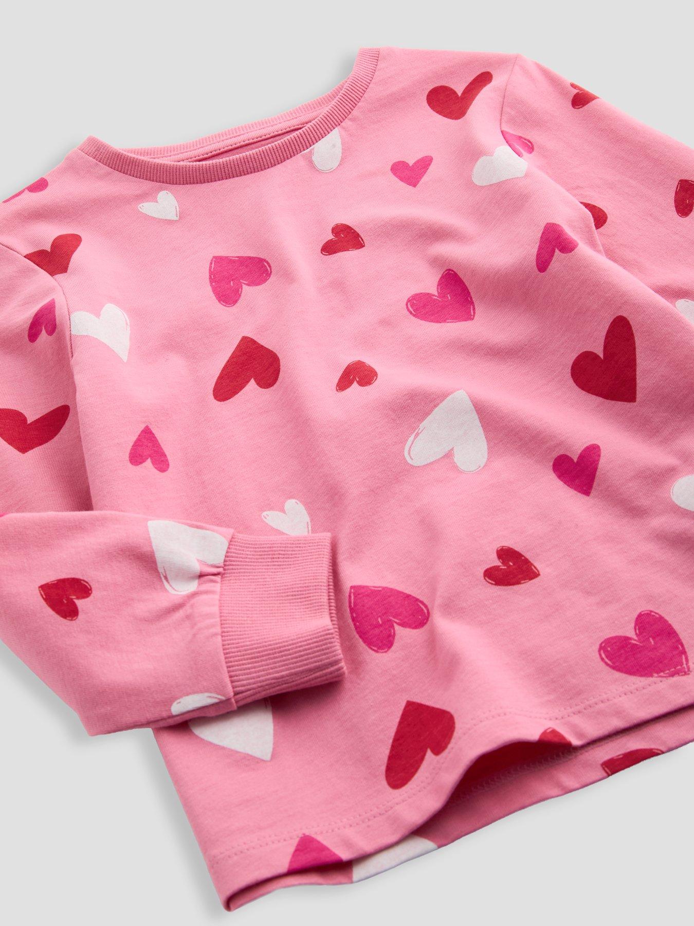 Image 4 of 4 of The Very Collection Single Heart Print Long Sleeve Pyjama (9 months - 7 years) - Pink