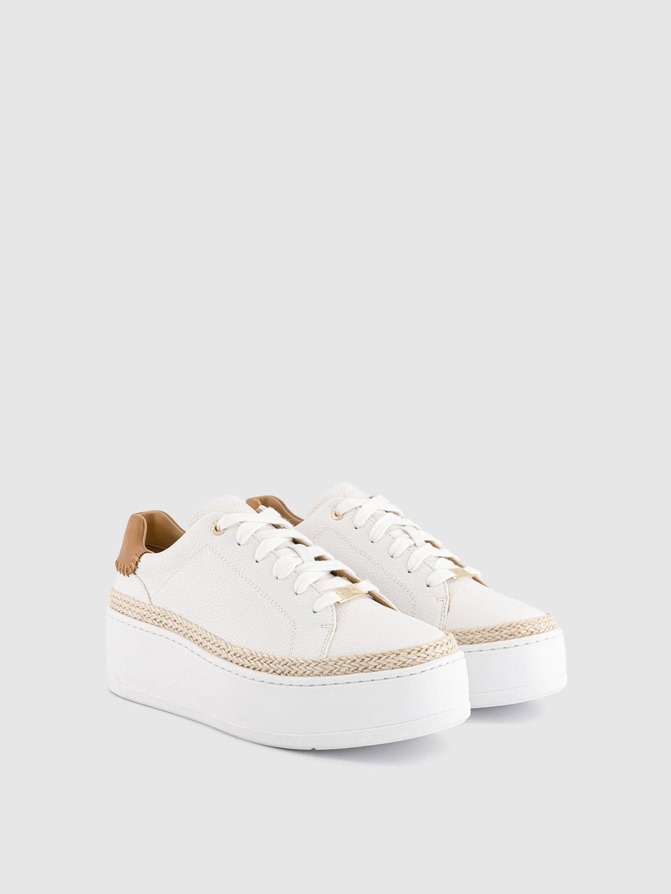 Image 3 of 3 of OFFICE Terri - Jute Platform Lace Up Trainer - White