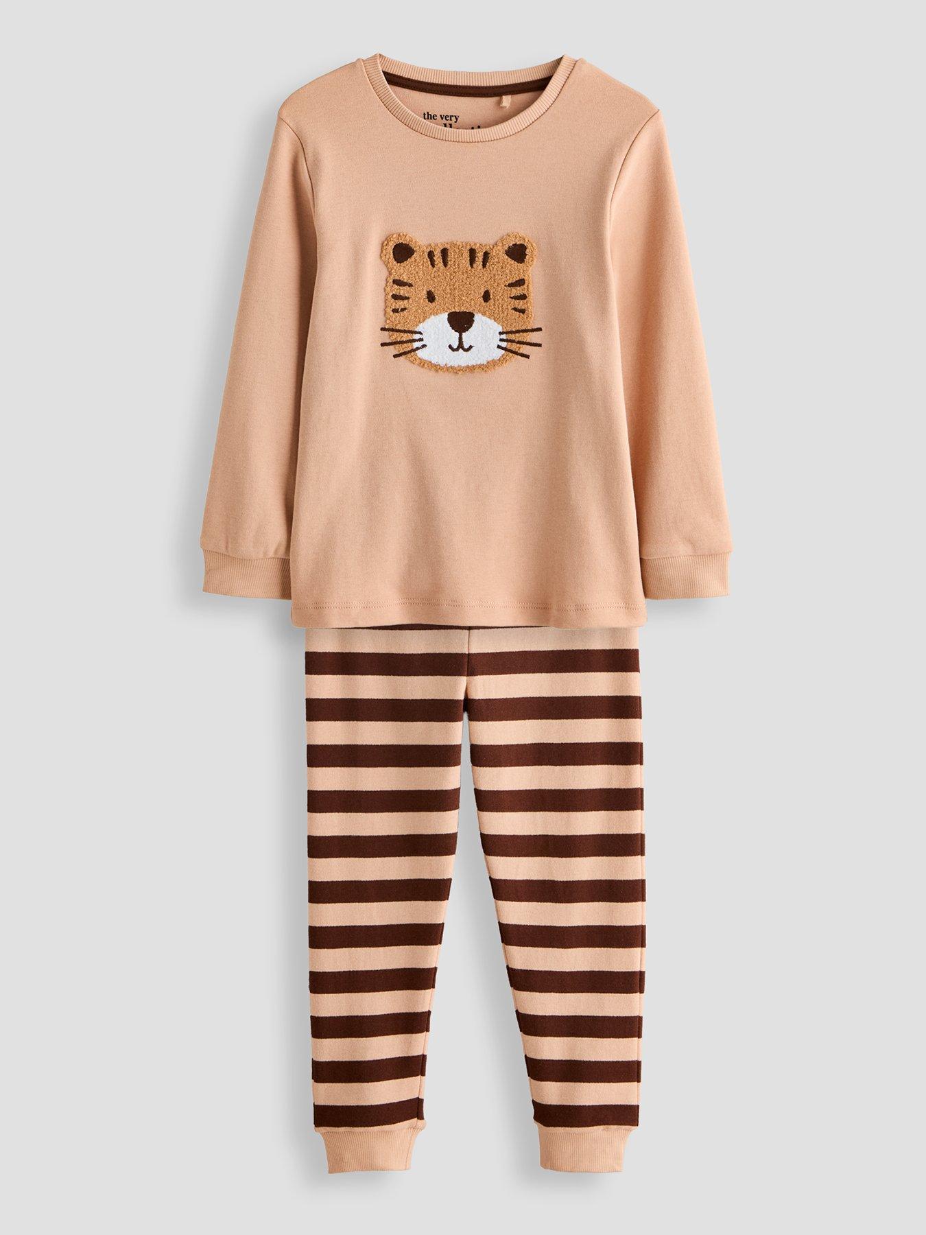 The Very Collection Tiger Striped Single Long Sleeve Pyjama - Brown
