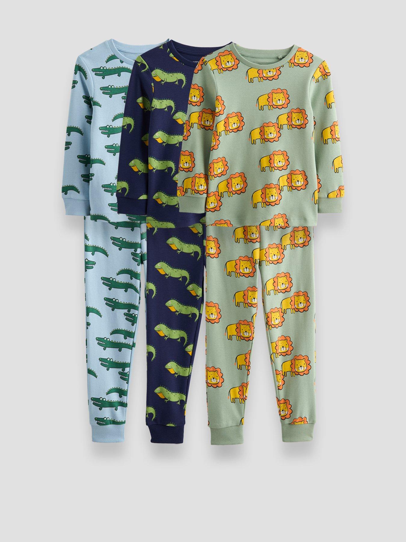 Image 1 of 5 of The Very Collection 3 Pack Safari Print Long Sleeve Pyjamas - Multi