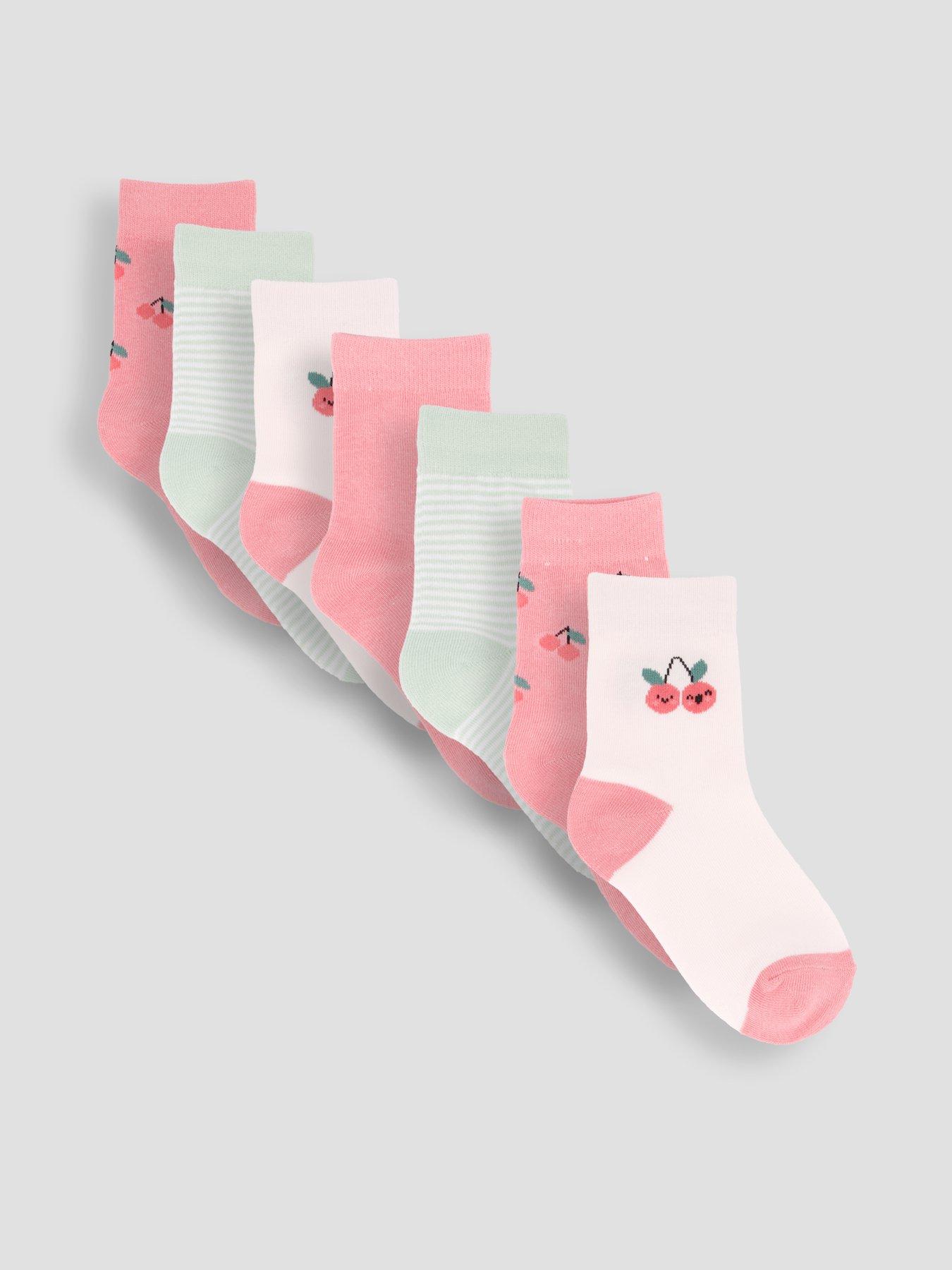 The Very Collection 7 Pack Cherry Smile Socks - Pink