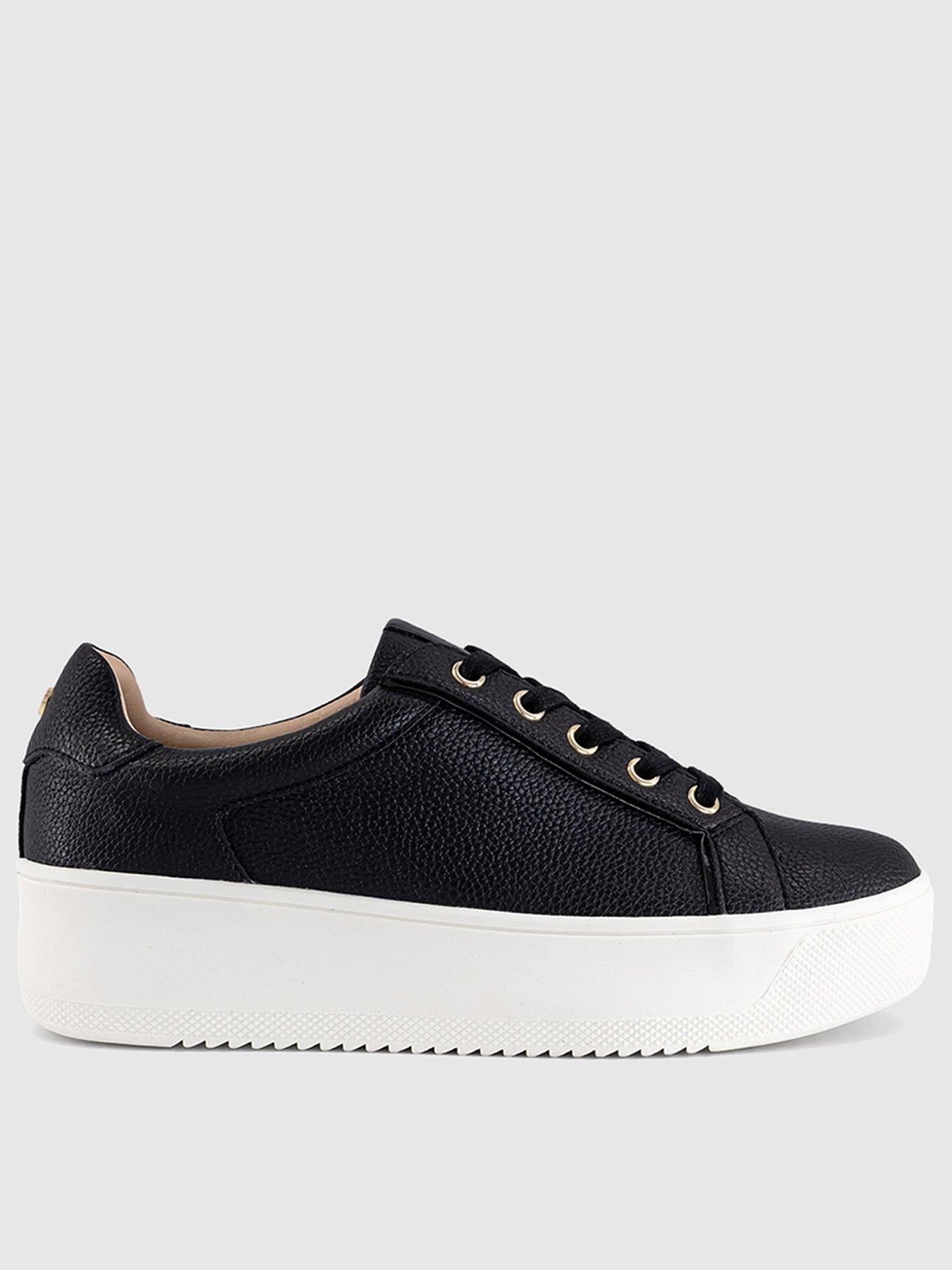 OFFICE Twister - Lace Up Platform Trainer - Black