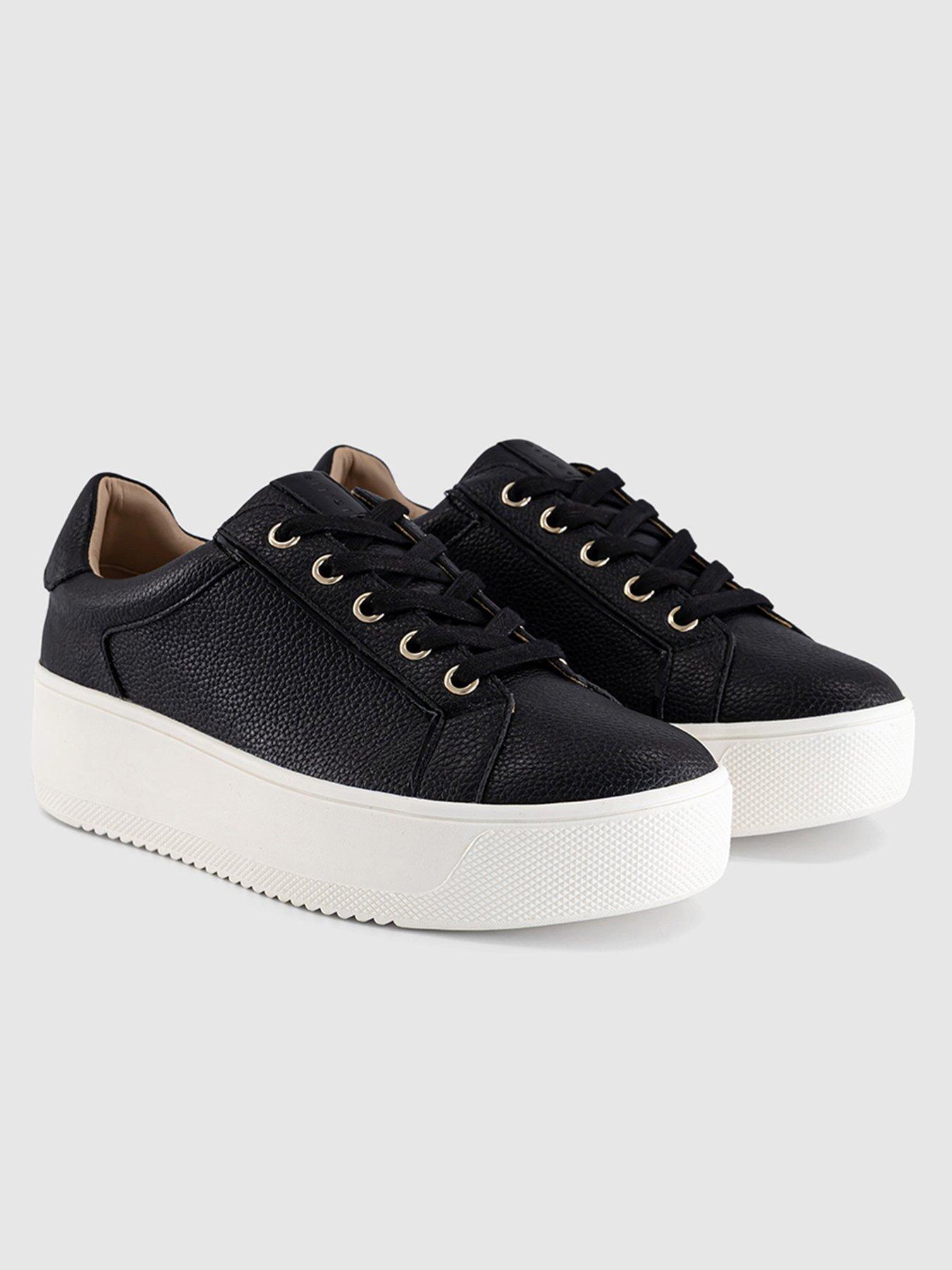  image of office-twister-lace-up-platform-trainer-black