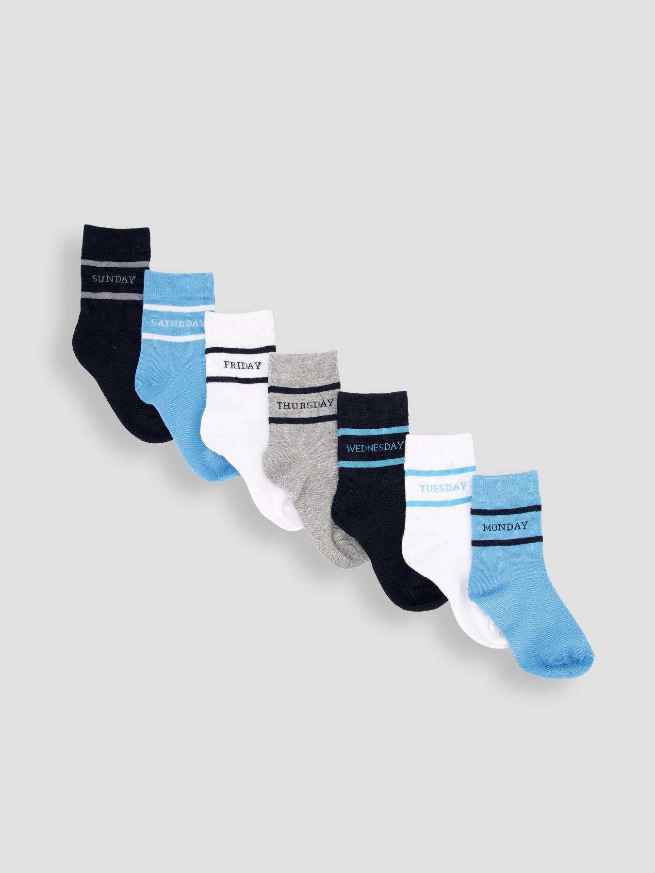 The Very Collection Days Of Week 7 Pack Basic Socks - Blue