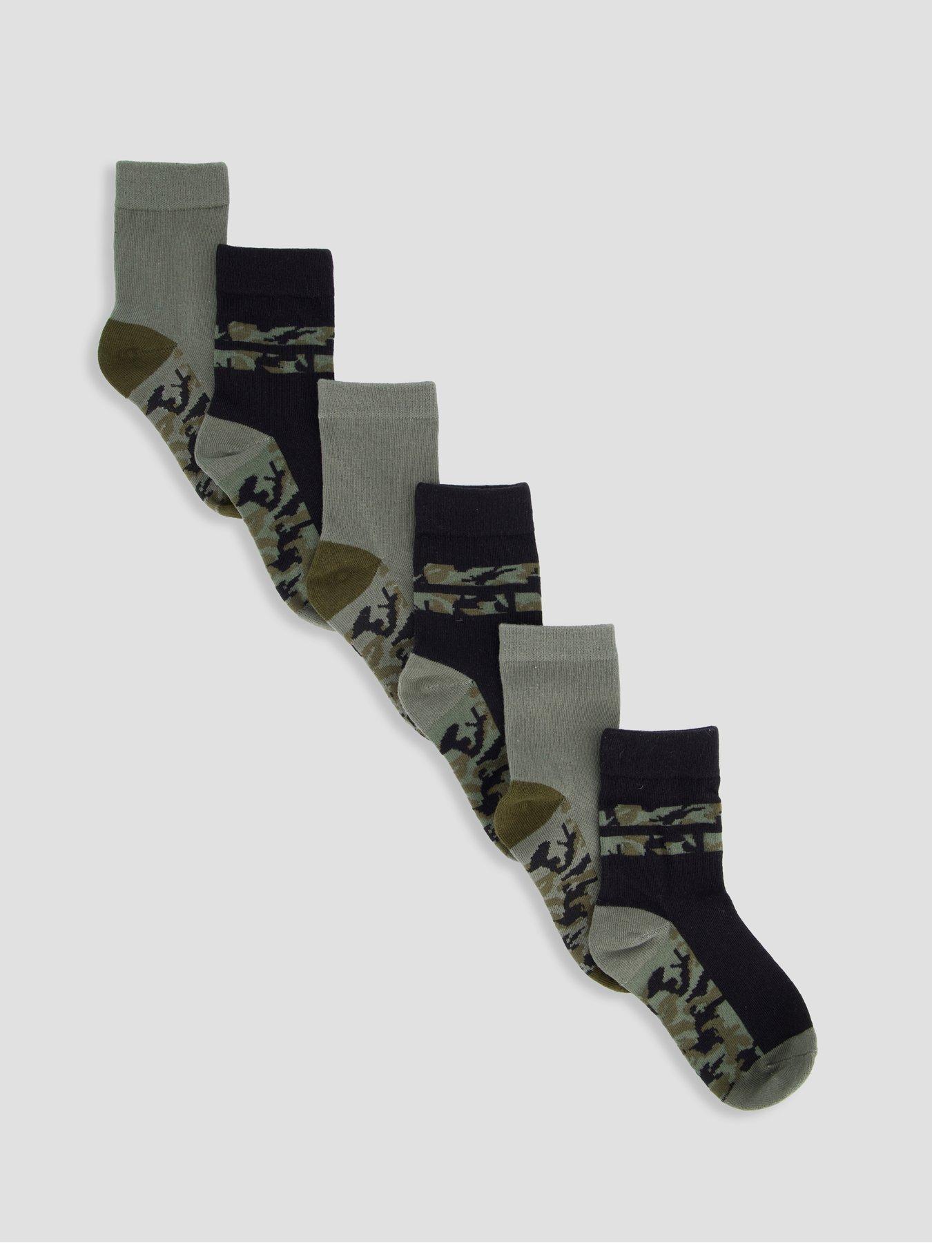 The Very Collection Camo 6 Pack Socks - Green